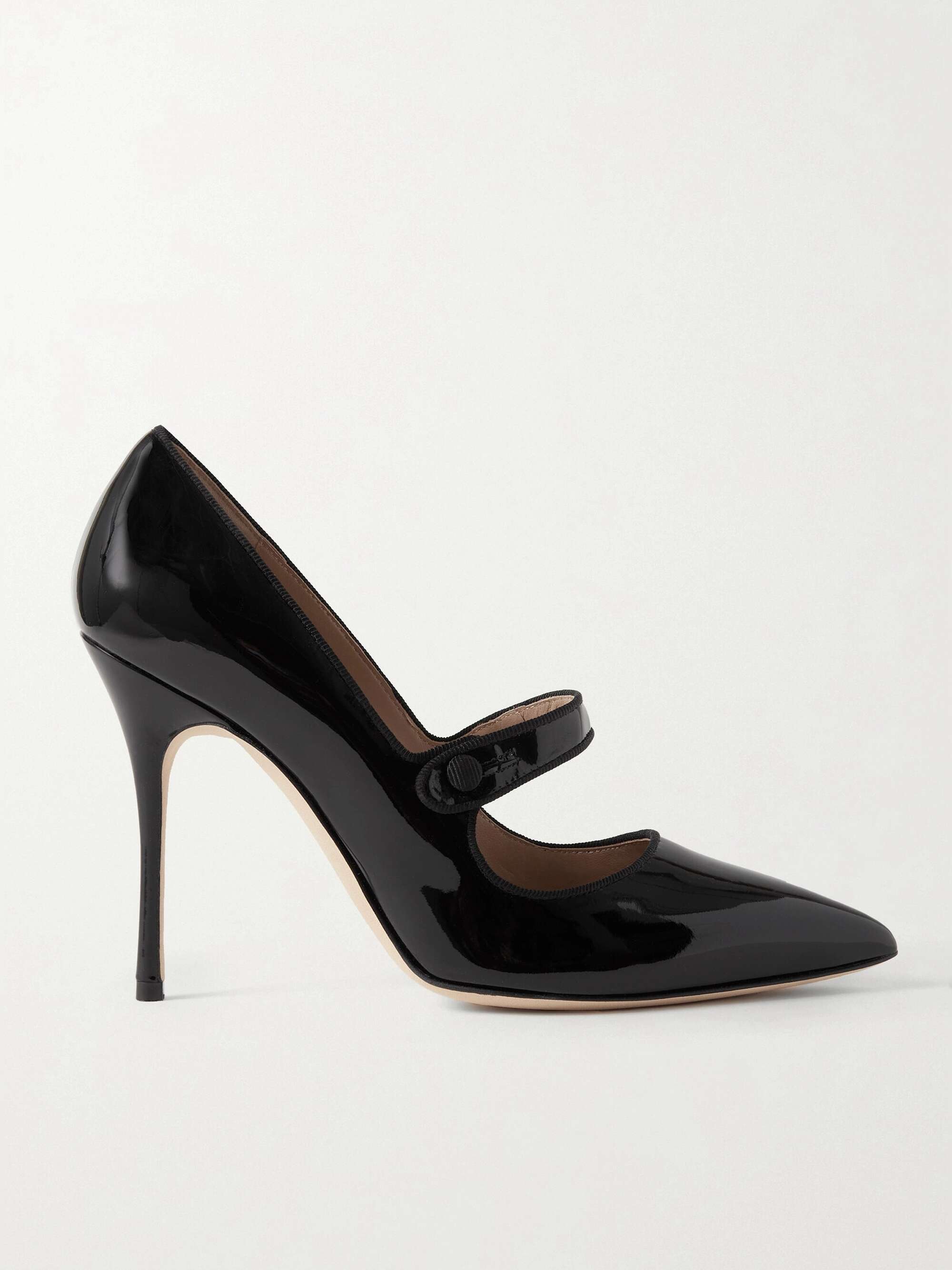 Black Campari 105 metallic leather Mary Jane pumps | MANOLO BLAHNIK ...