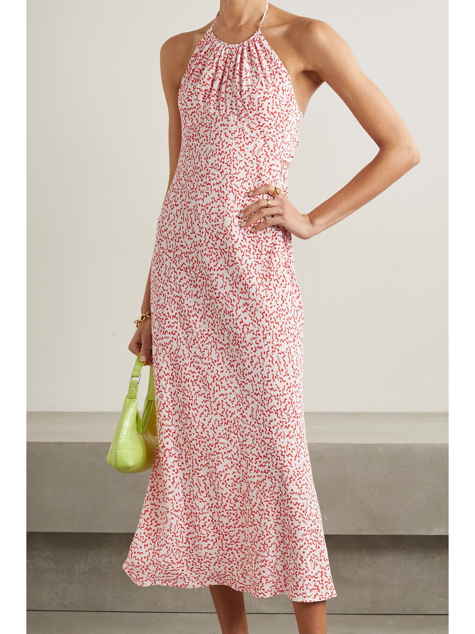 Red Marilyn crepe halterneck midi dress 