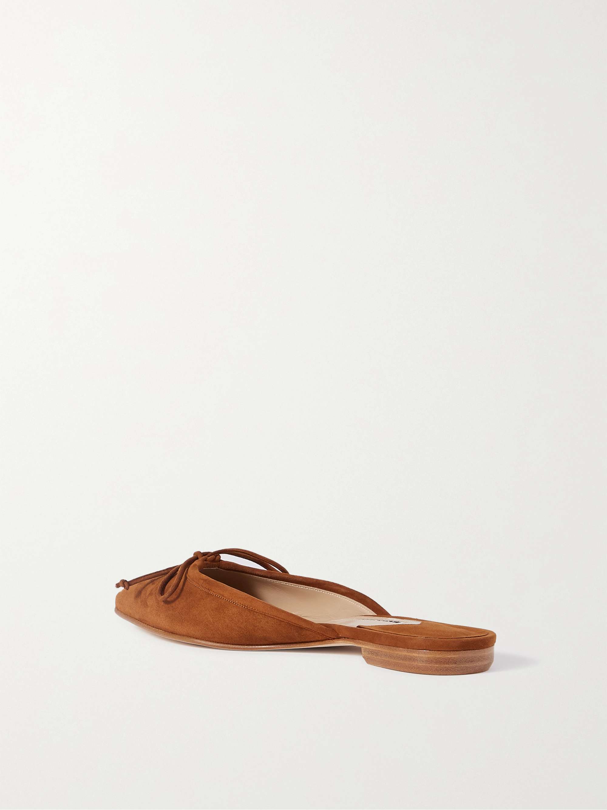 MANOLO BLAHNIK Ballerimu Slippers aus Veloursleder mit Schleife