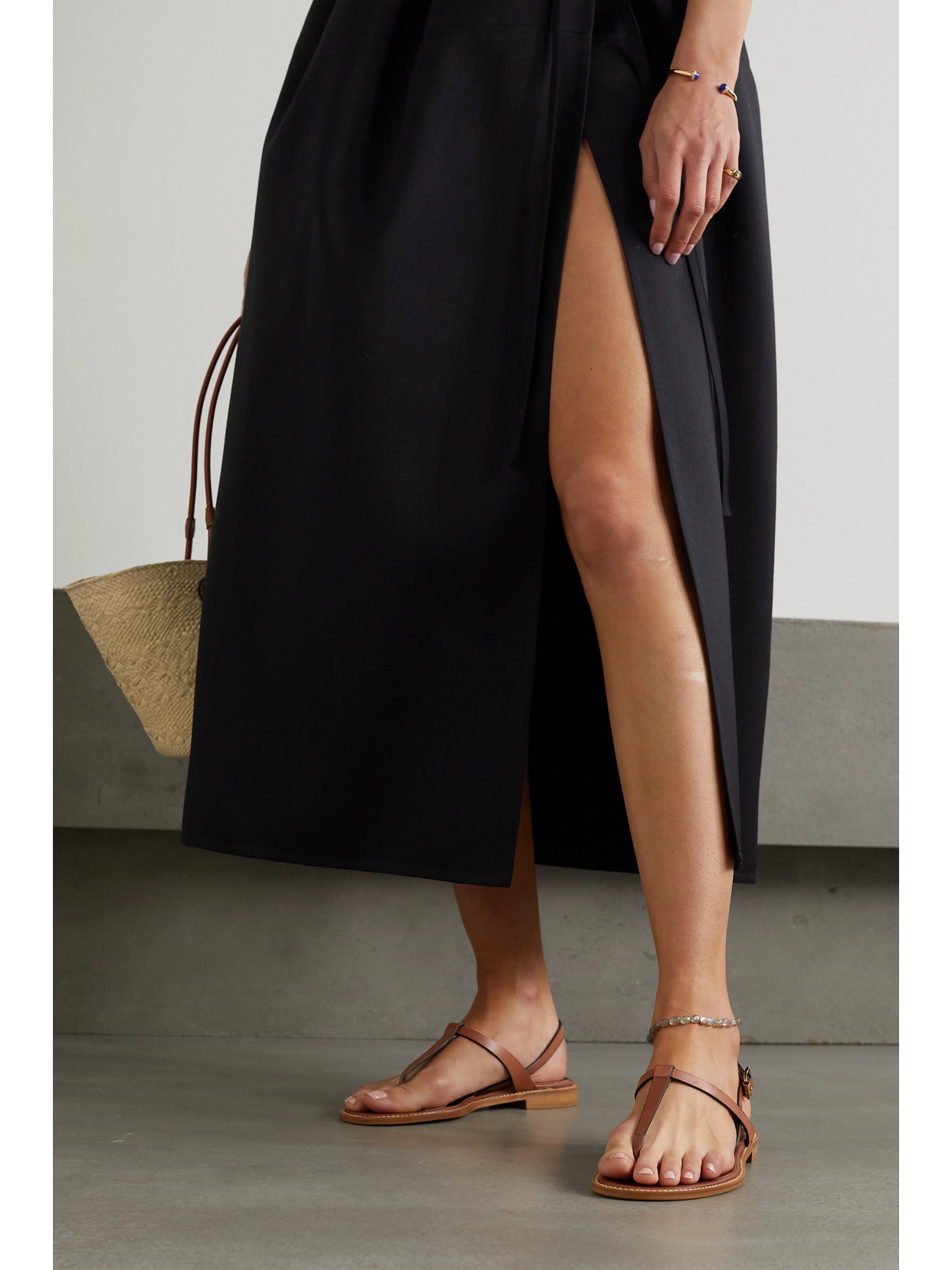 Manolo Blahnik Hata Leather Slingback Sandals In Tan