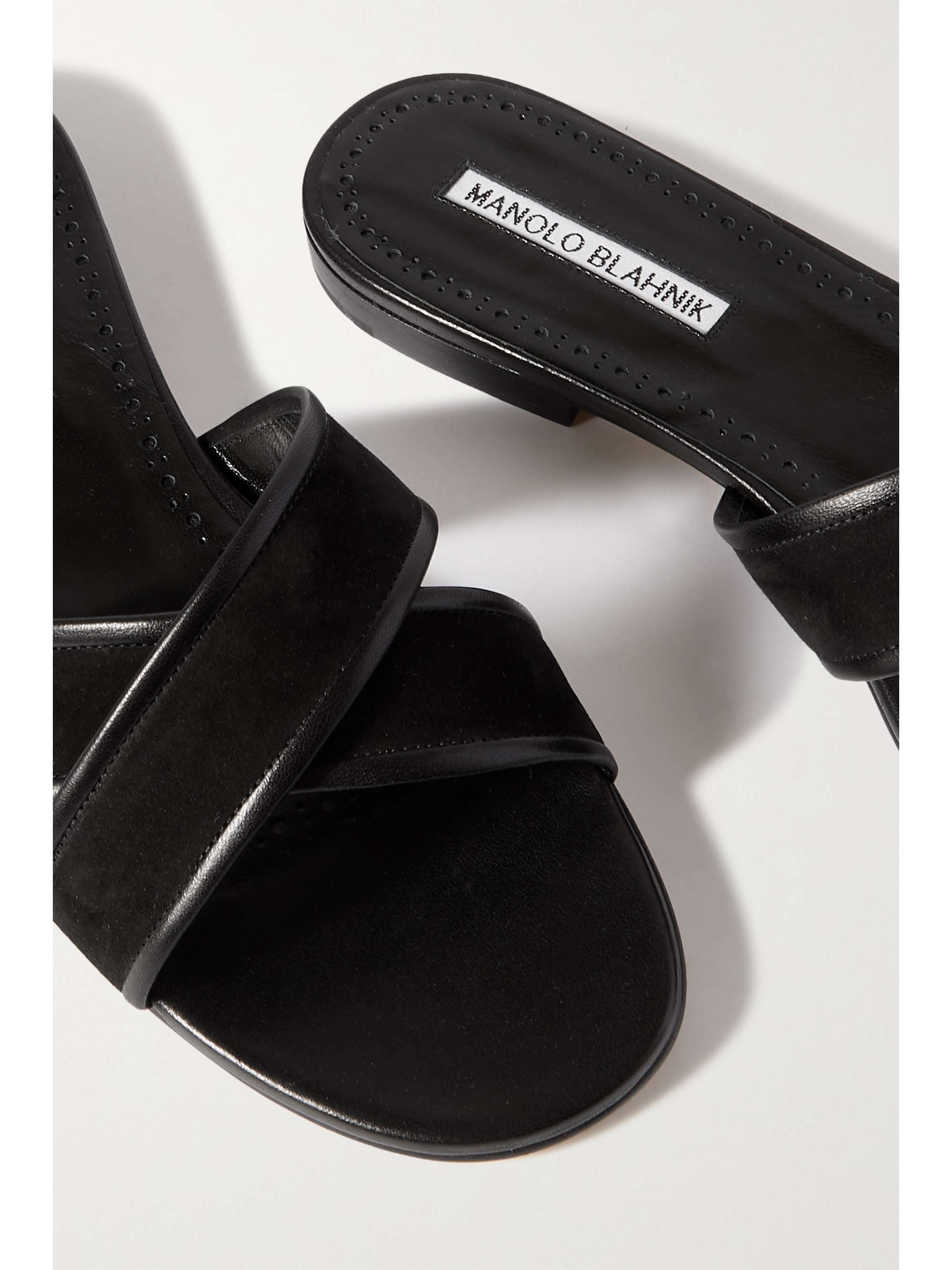 MANOLO BLAHNIK Ifneta suede and leather slides
