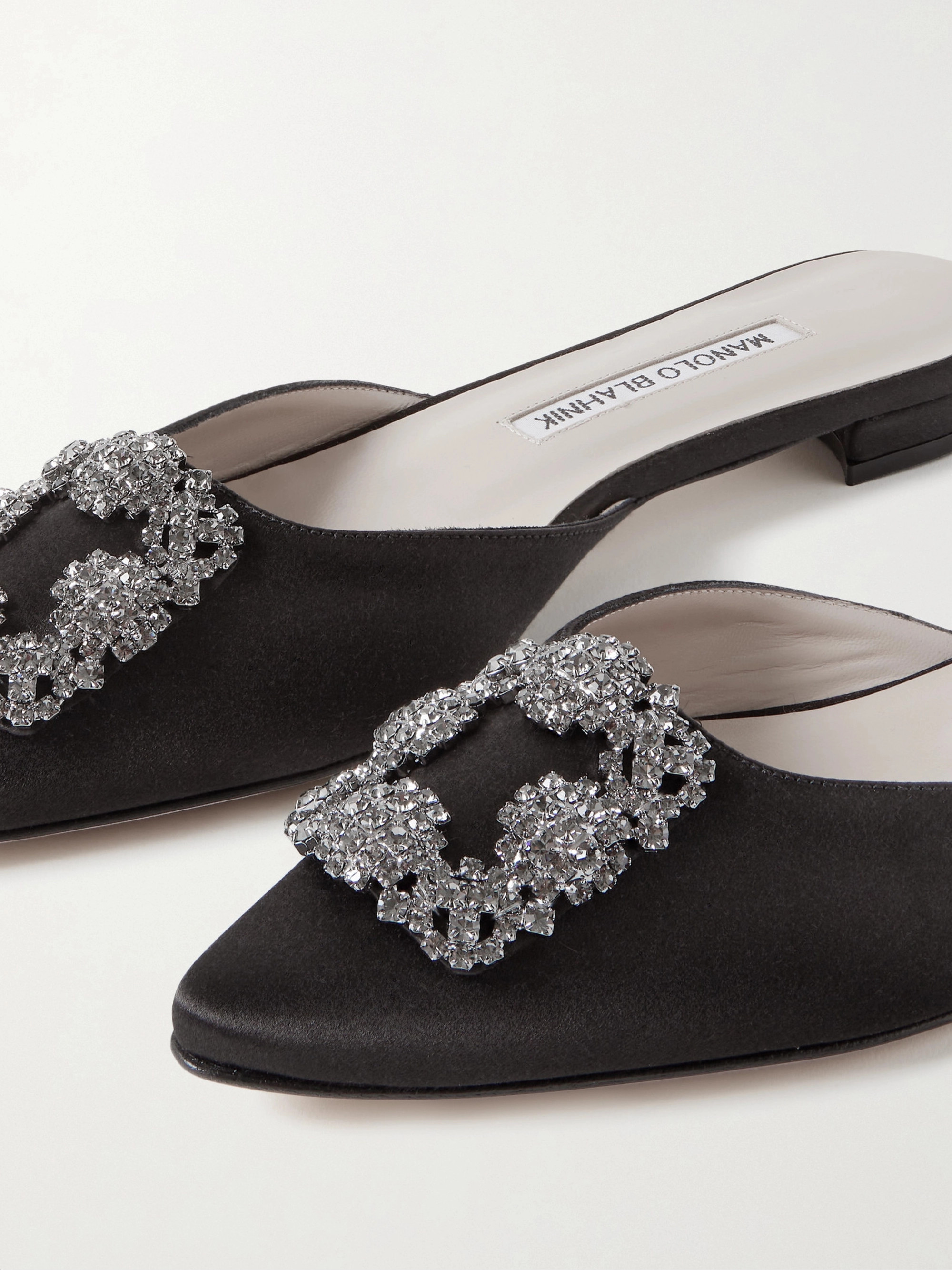MANOLO BLAHNIK Hangisi crystal-embellished satin slippers thumbnail