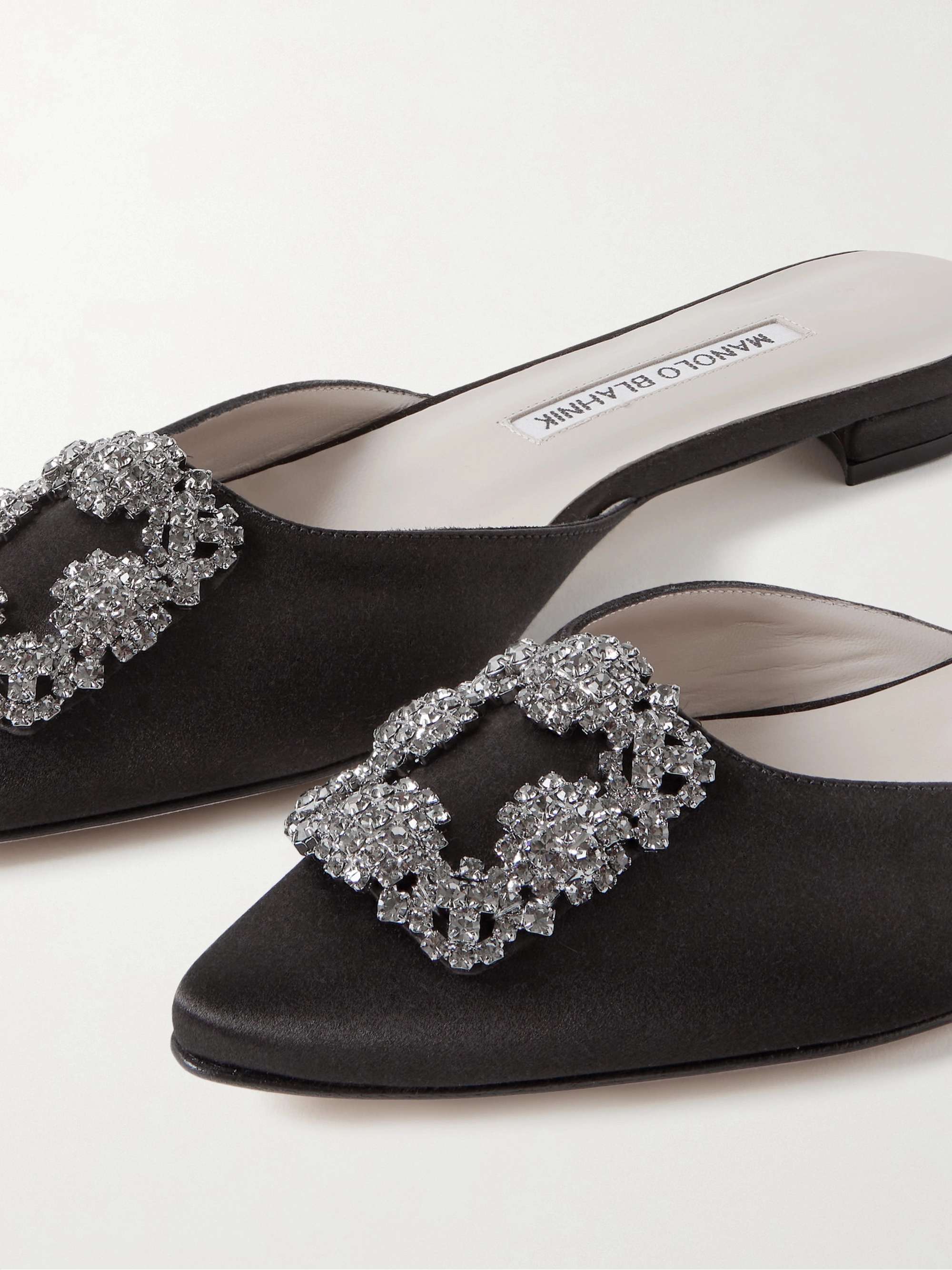 MANOLO BLAHNIK Hangisi embellished satin slippers
