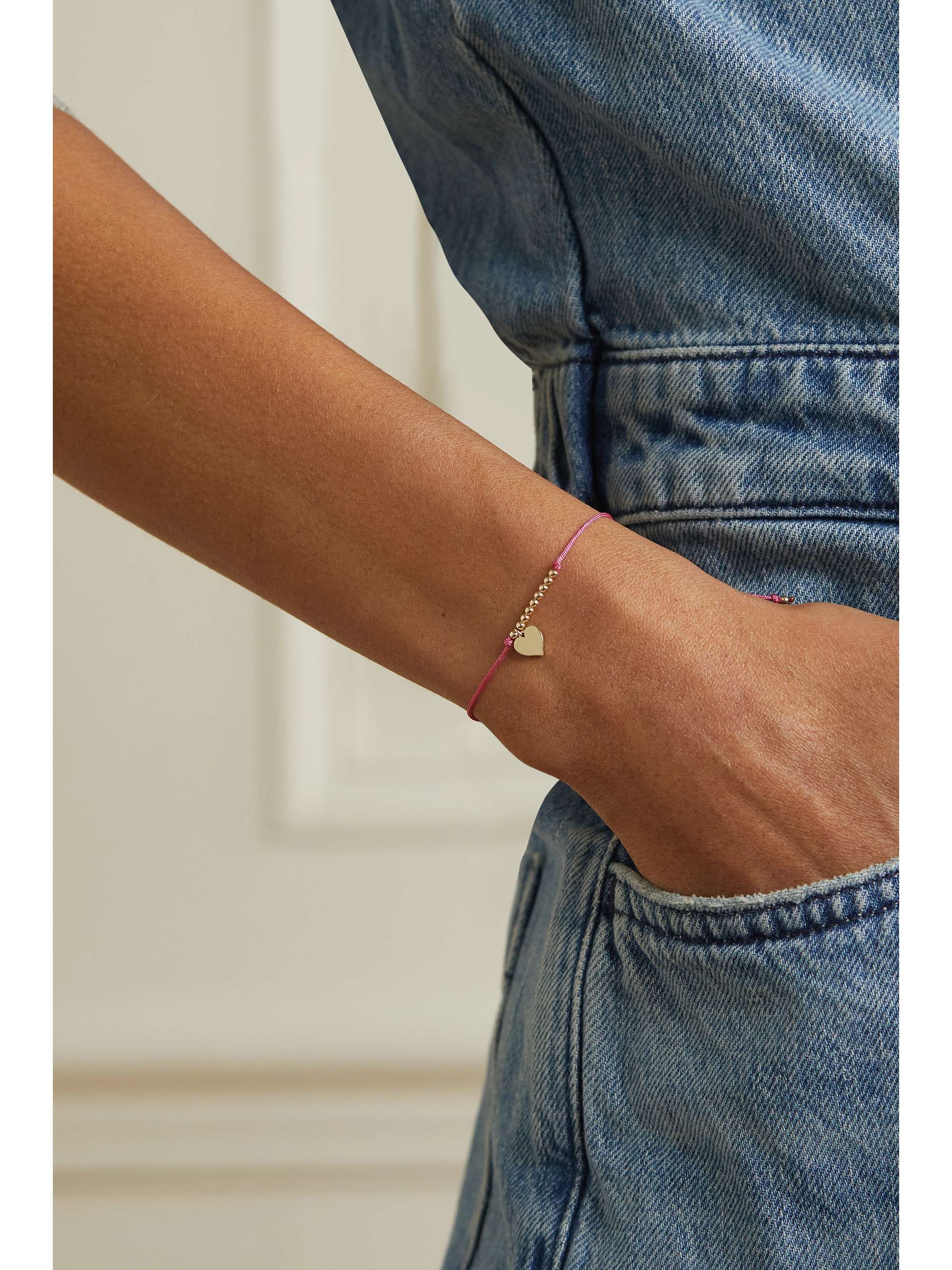 SYDNEY EVAN Pure Heart 14karat gold cord bracelet NETAPORTER