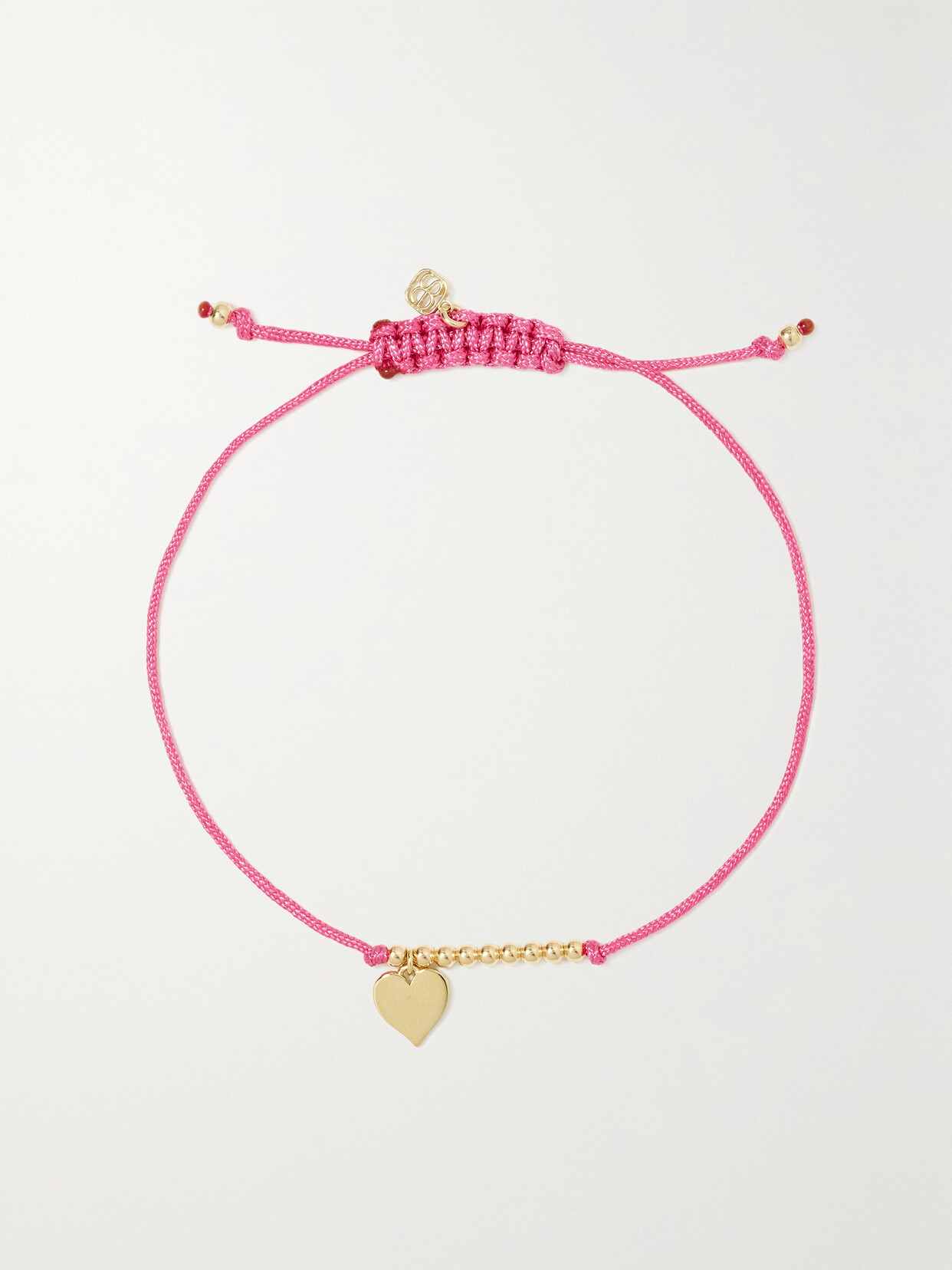 Sydney Evan Women's 14k Yellow Gold & Heart Charm Pink Cord Bracelet