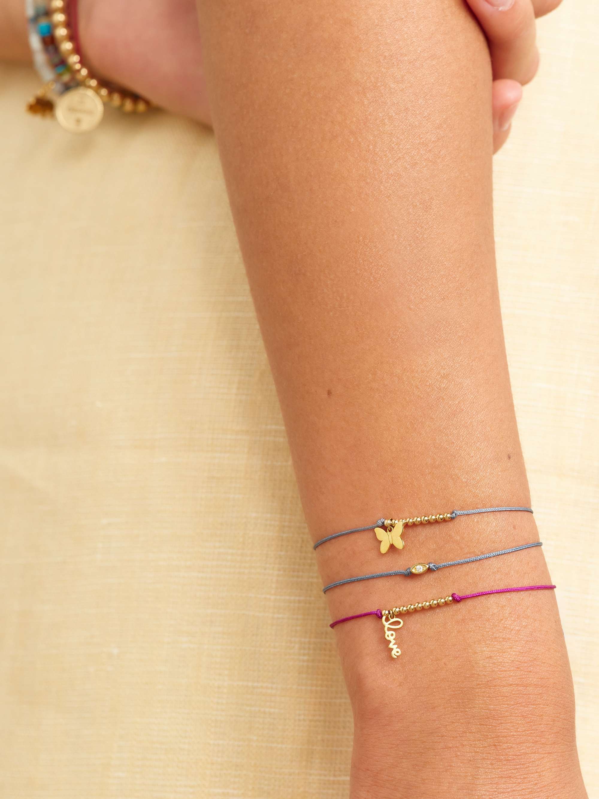 SYDNEY EVAN Palm Tree 14-karat gold cord bracelet