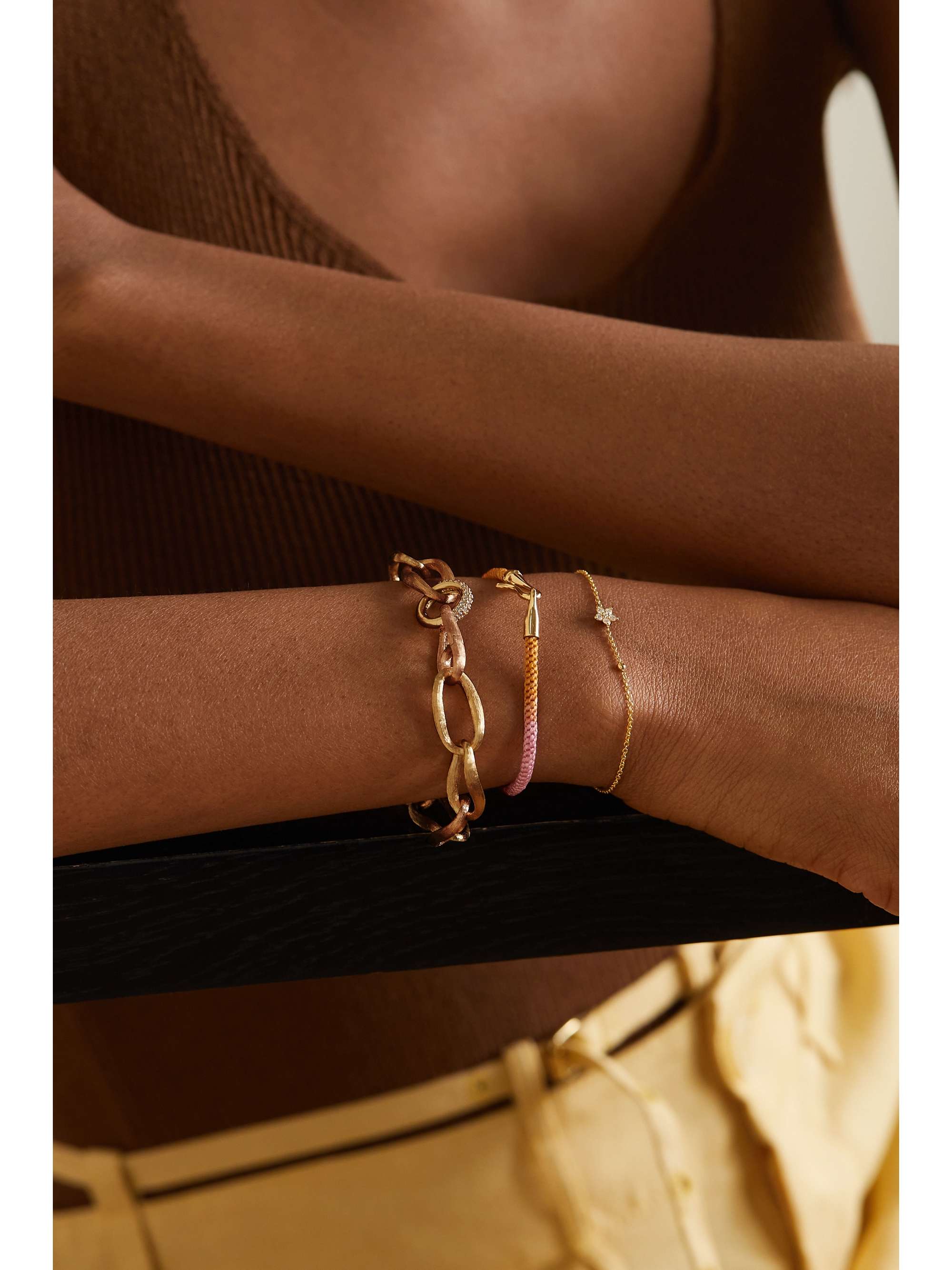 OLE LYNGGAARD COPENHAGEN Love mittelgroßes Armband aus 18 Karat Gelb- und Roségold mit Diamanten