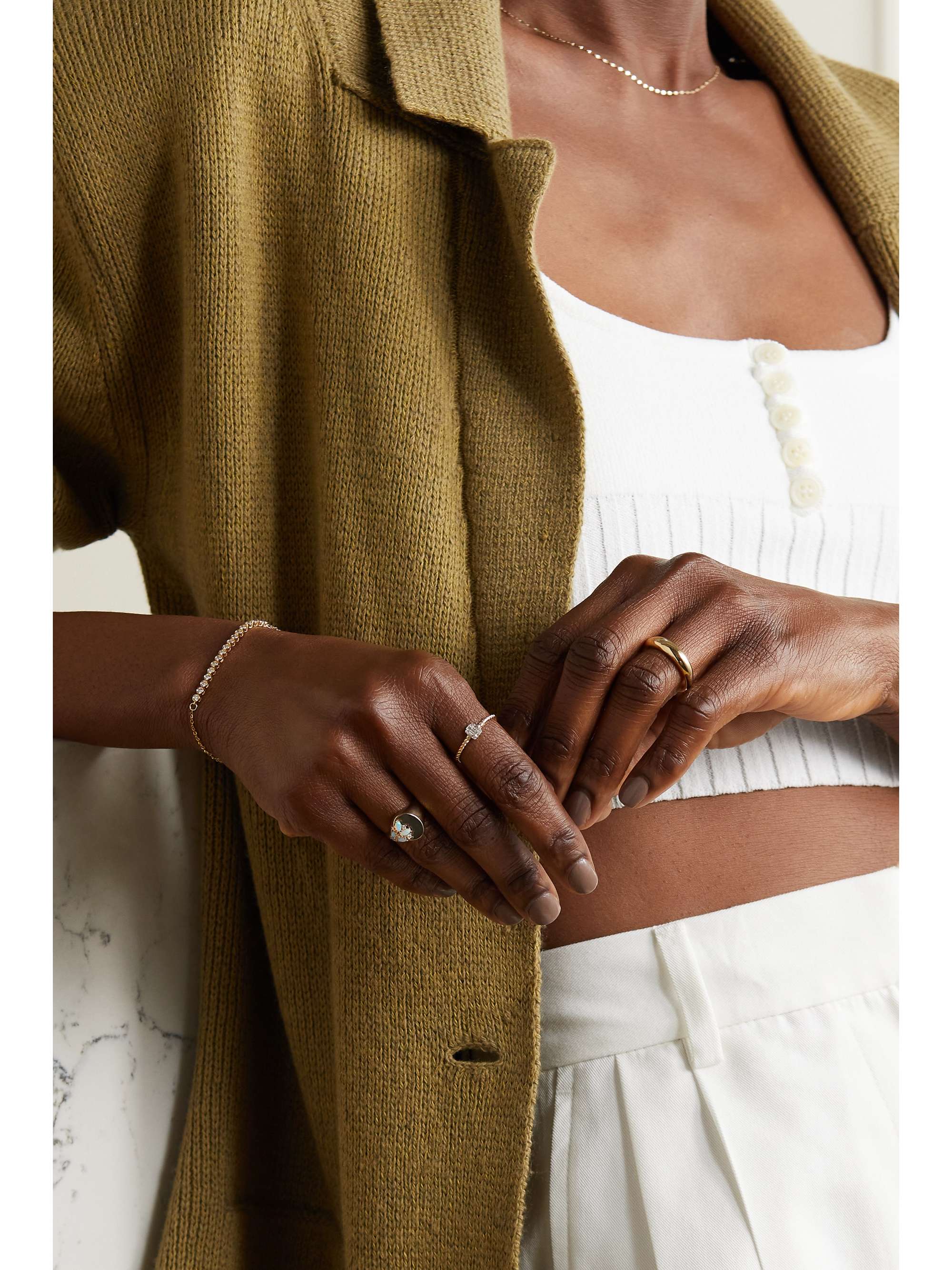 SARAH & SEBASTIAN Nymph gold, opal and diamond ring NETAPORTER