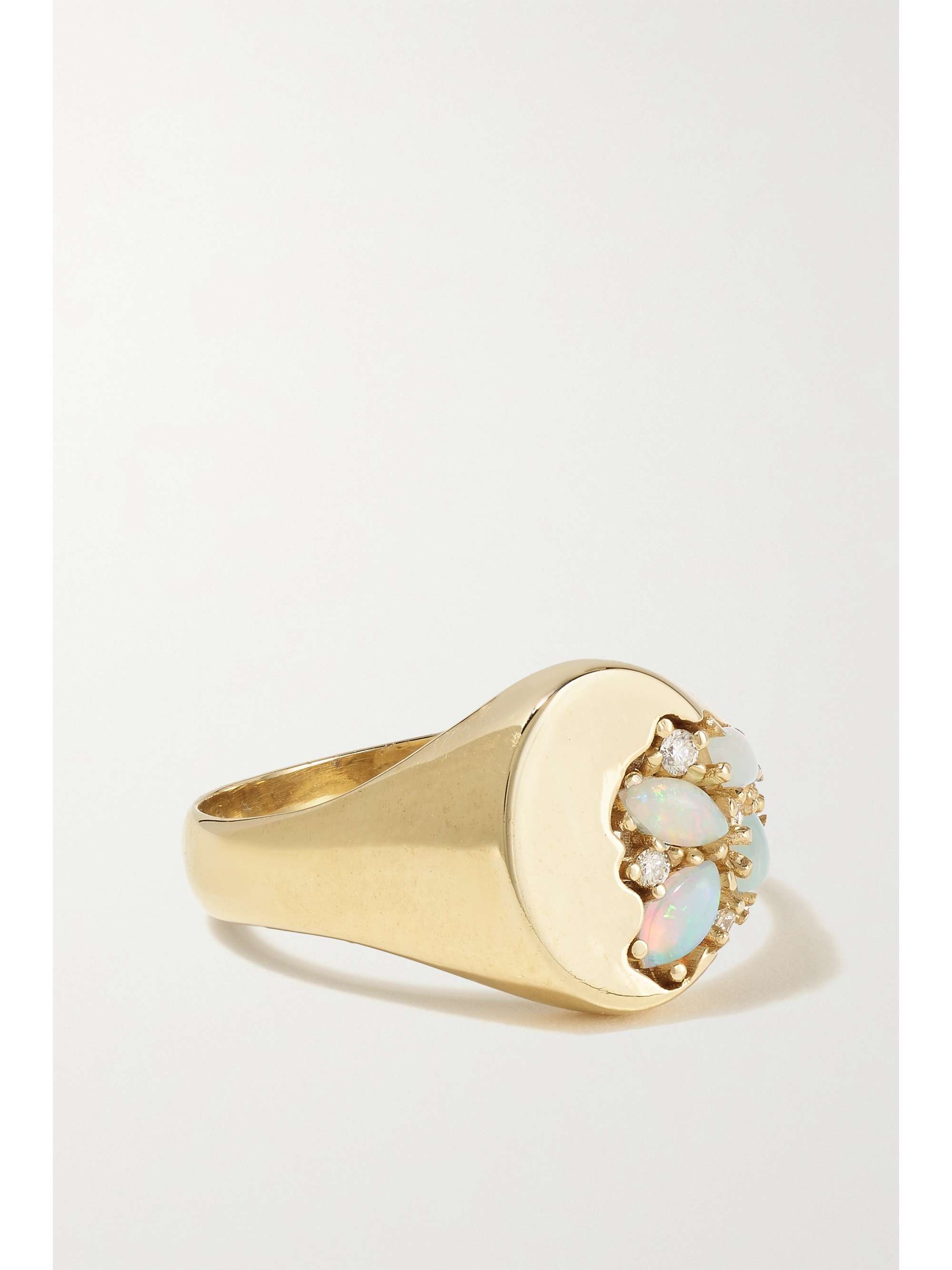 SARAH & SEBASTIAN Nymph gold, opal and diamond signet ring