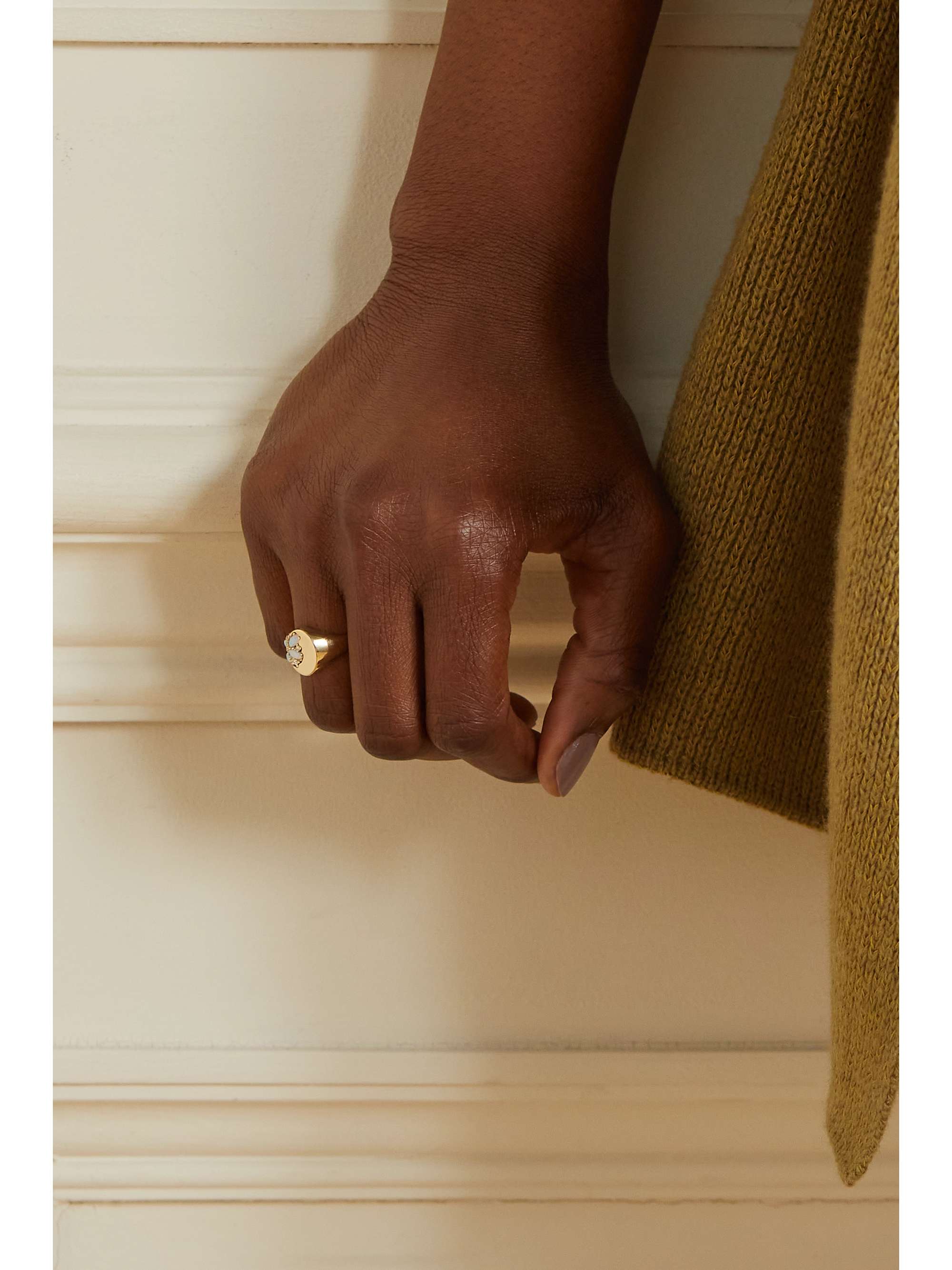 SARAH & SEBASTIAN Nymph gold, opal and diamond signet ring