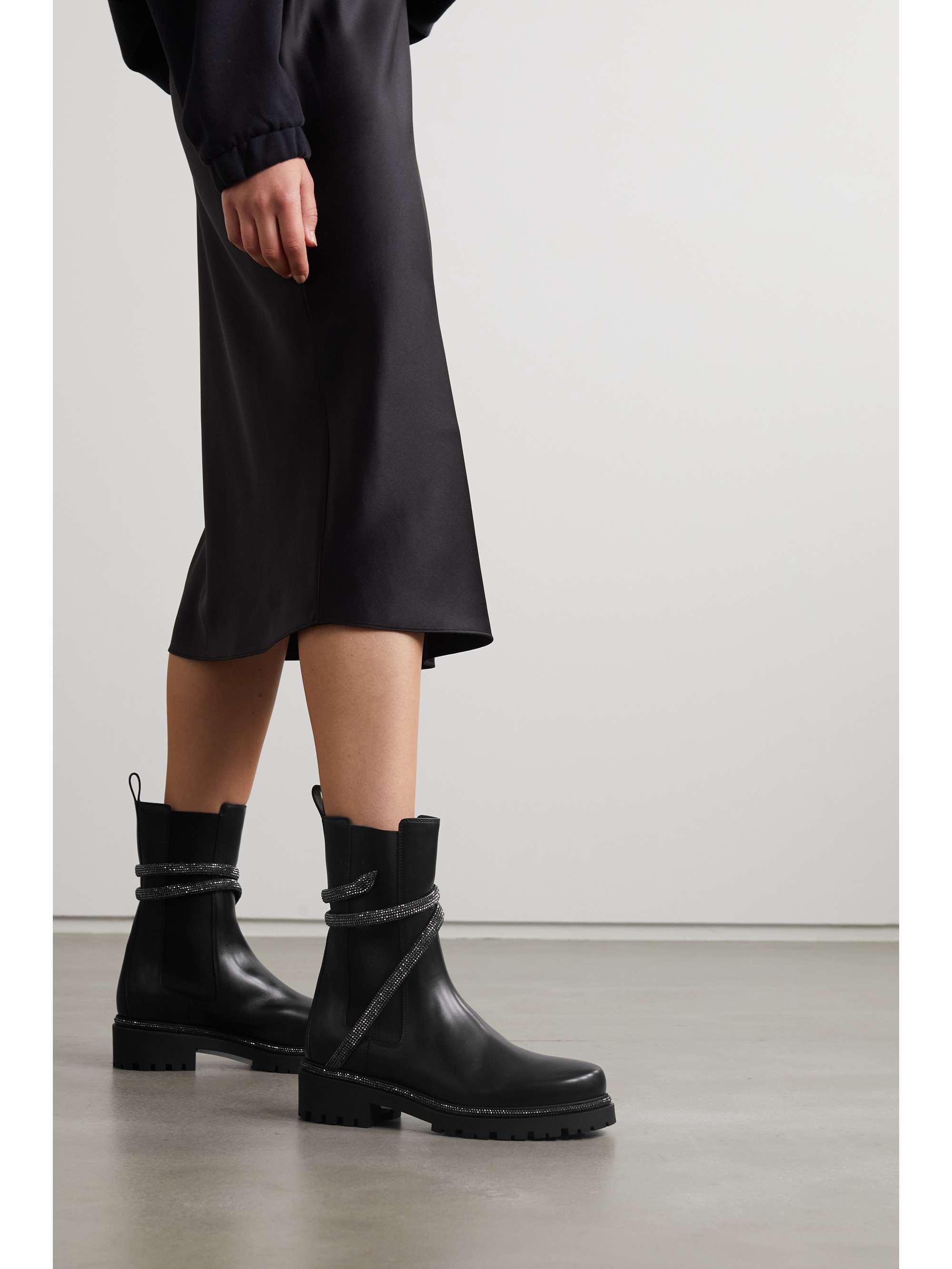 RENÉ CAOVILLA Cleo crystal-embellished leather Chelsea boots | NET-A-PORTER