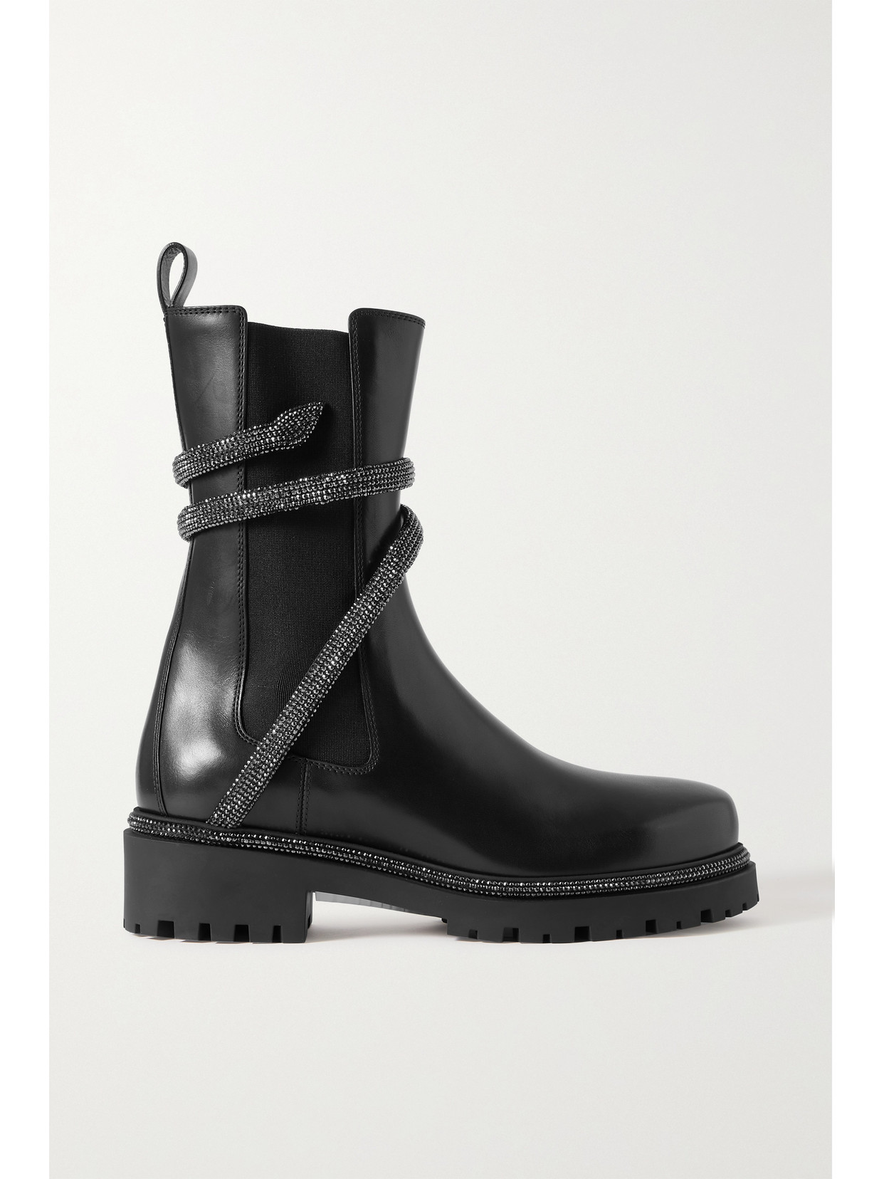 René Caovilla Cleo Crystal-embellished Leather Chelsea Boots In Black