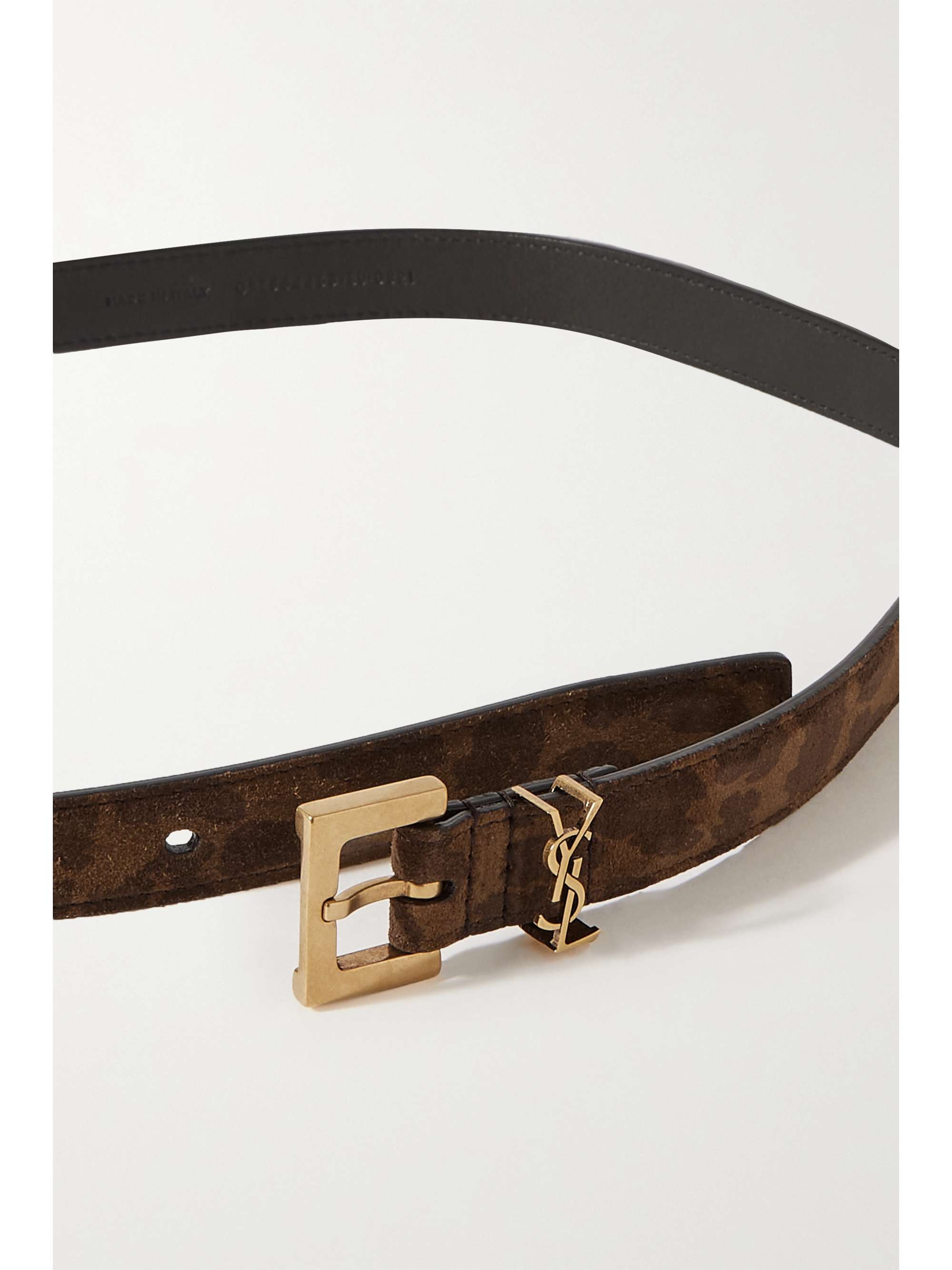 Saint Laurent Animal Print Suede Skinny Belt 90