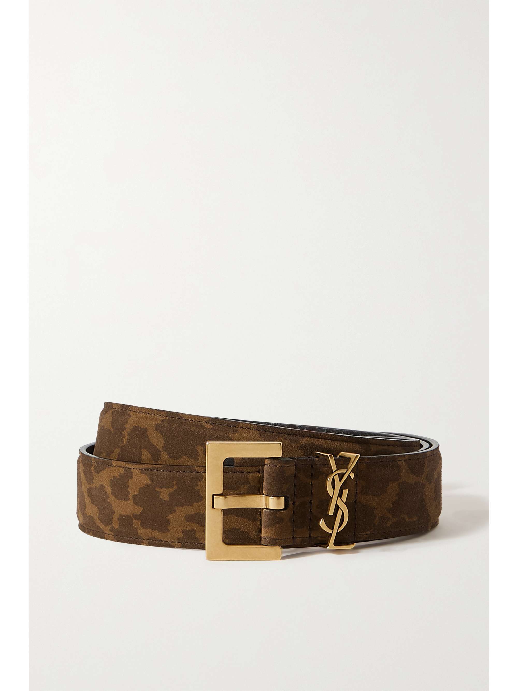 leopard-print suede belt 