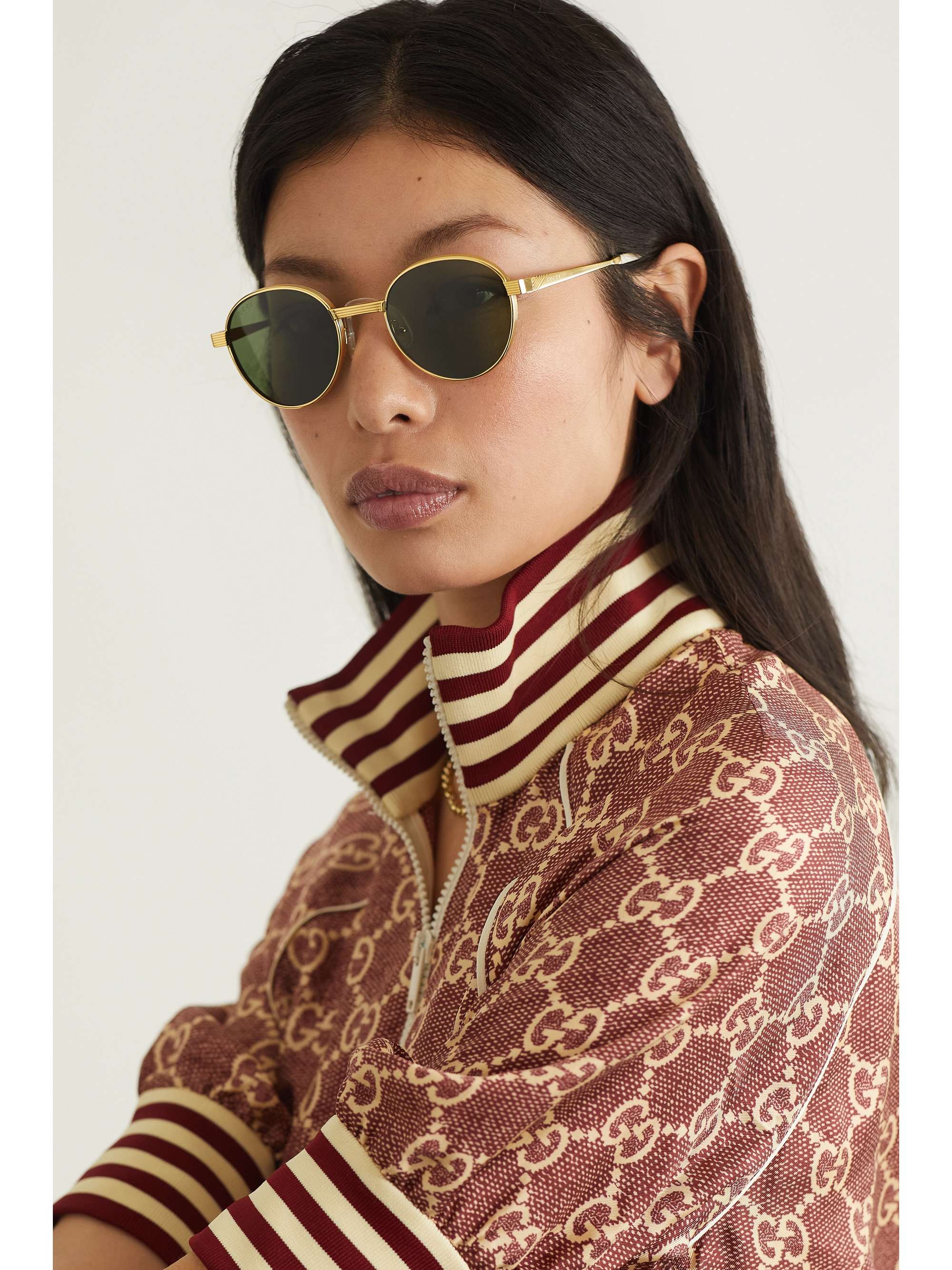 gold frame round sunglasses
