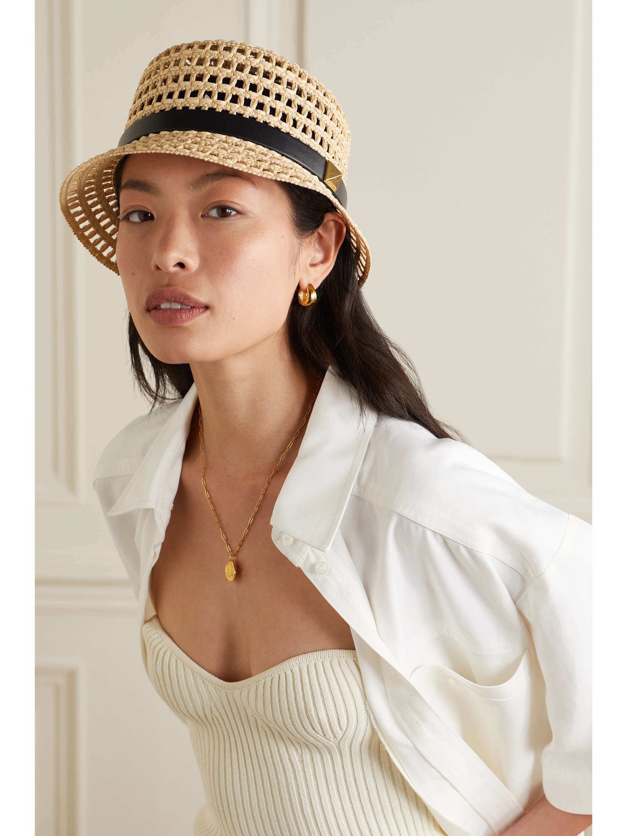 valentino straw bucket hat