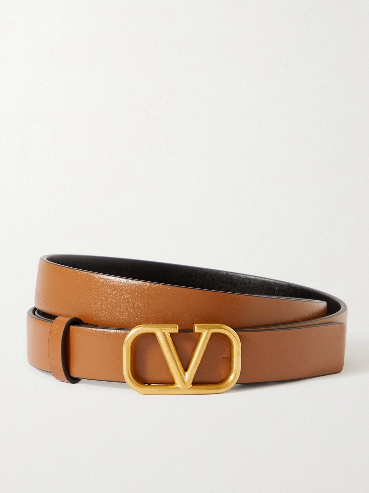 Valentino 70mm Go Logo Reversible Leather Belt In Brown