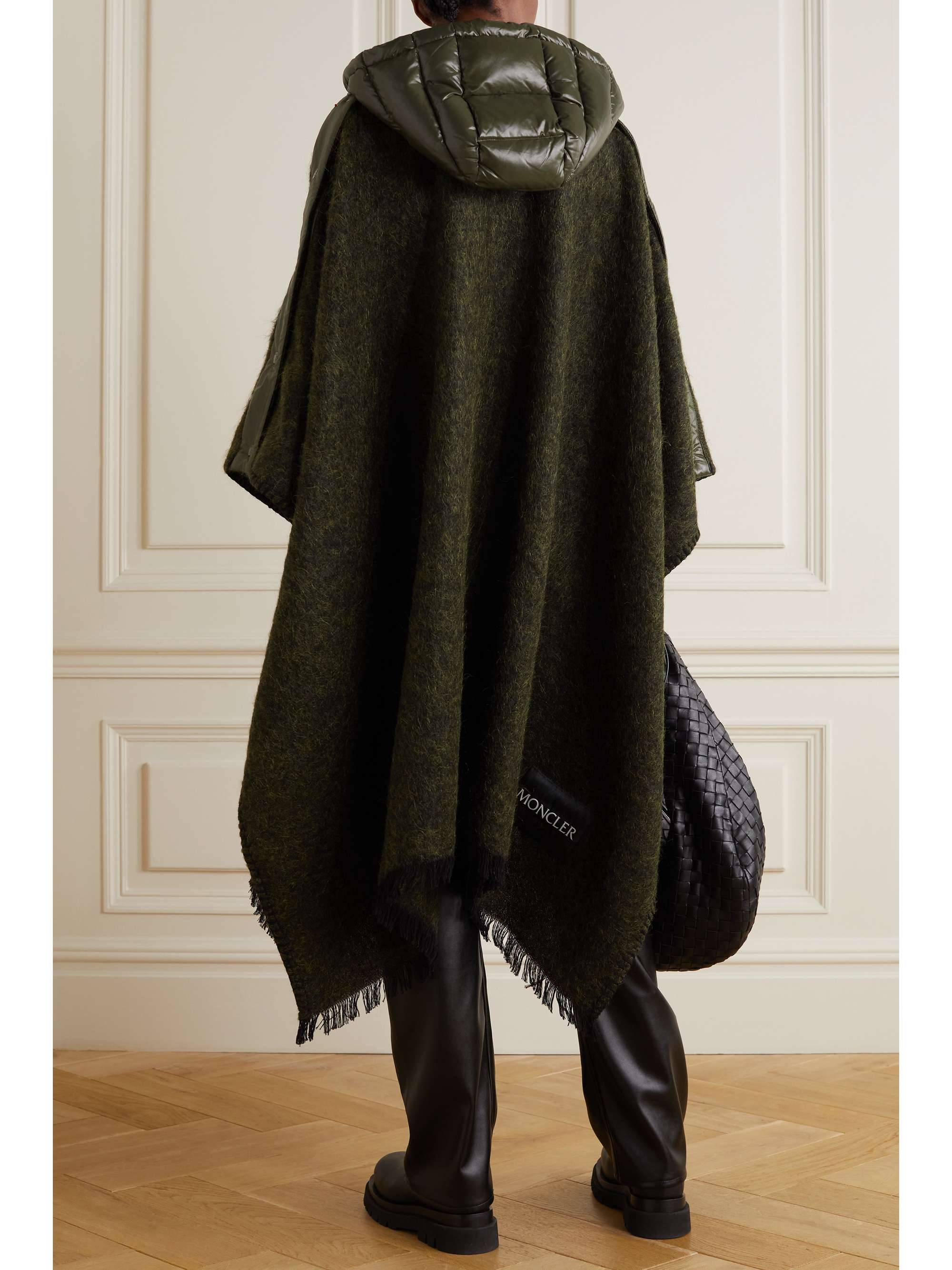 MONCLER Shell-trimmed knitted cape
