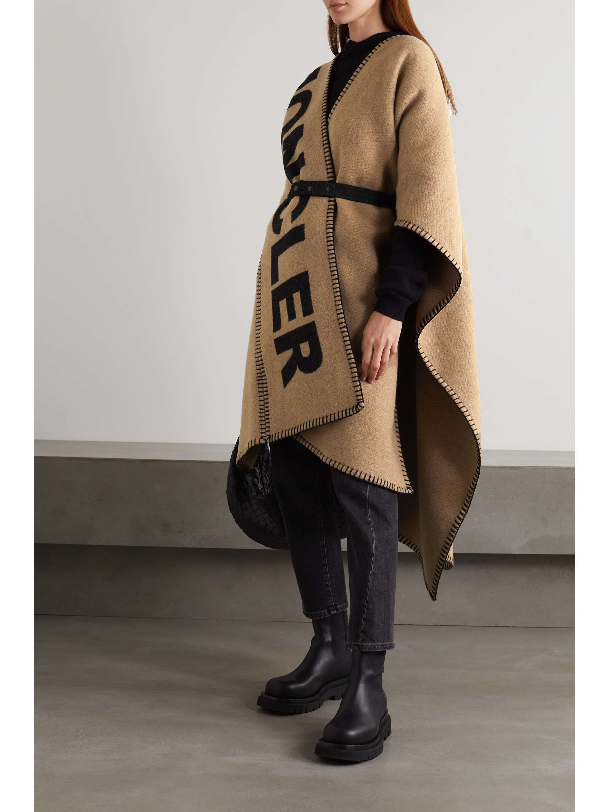 MONCLER Intarsia wool-blend wrap