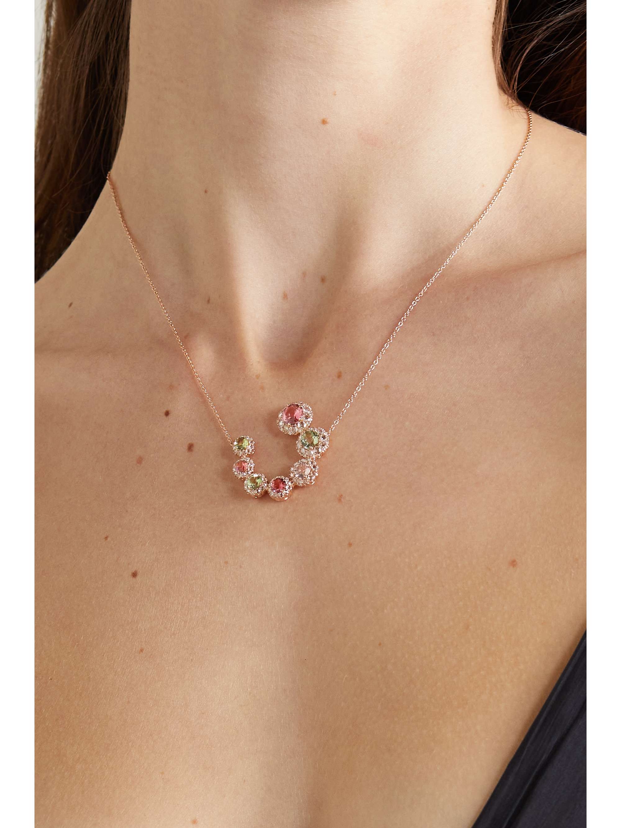 SELIM MOUZANNAR Beirut Circle 18-karat rose gold, tourmaline and diamond necklace