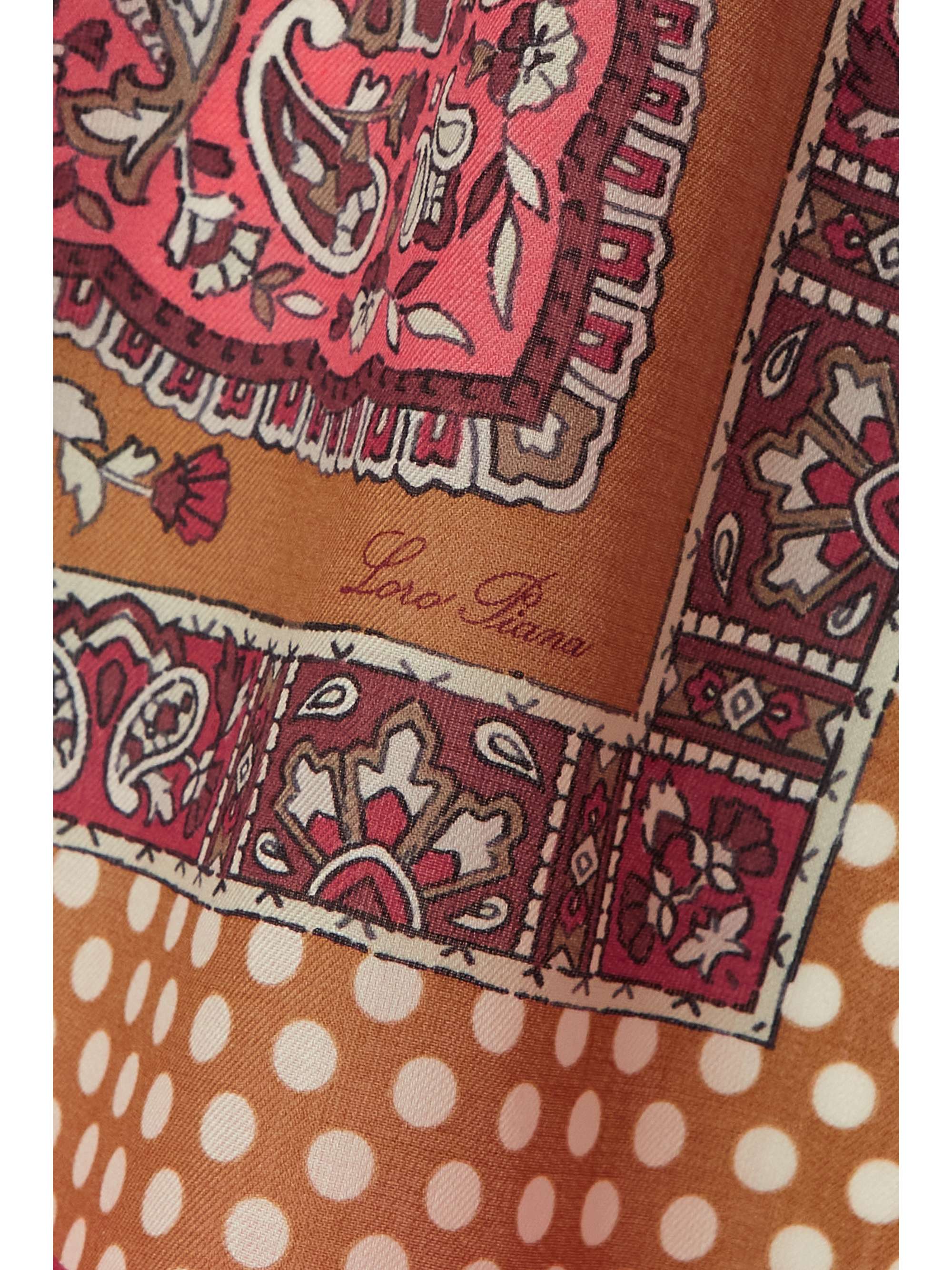 LORO PIANA Fringed printed cashmere and silk-blend scarf