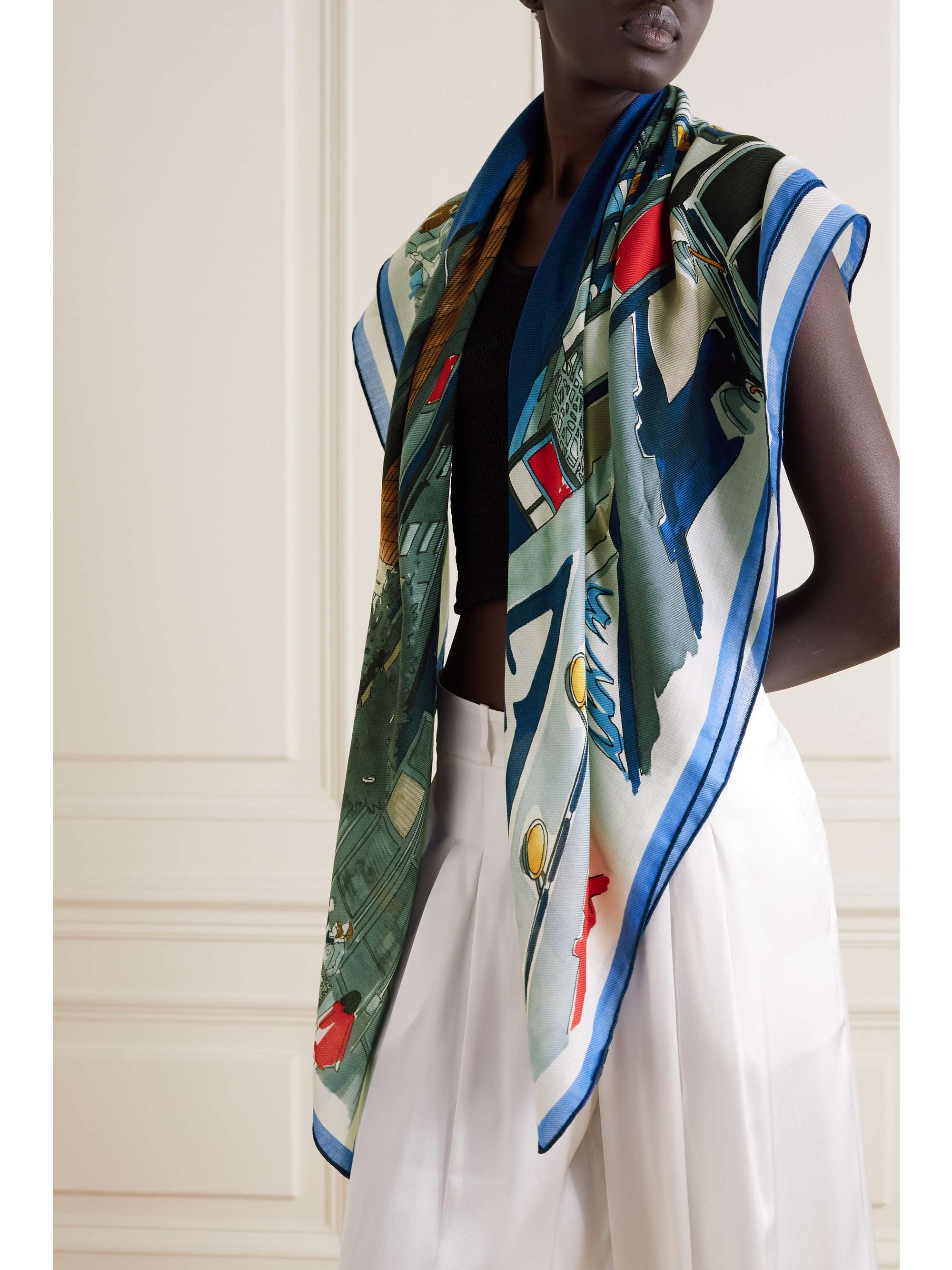 LORO PIANA Printed cashmere and silk-blend twill scarf