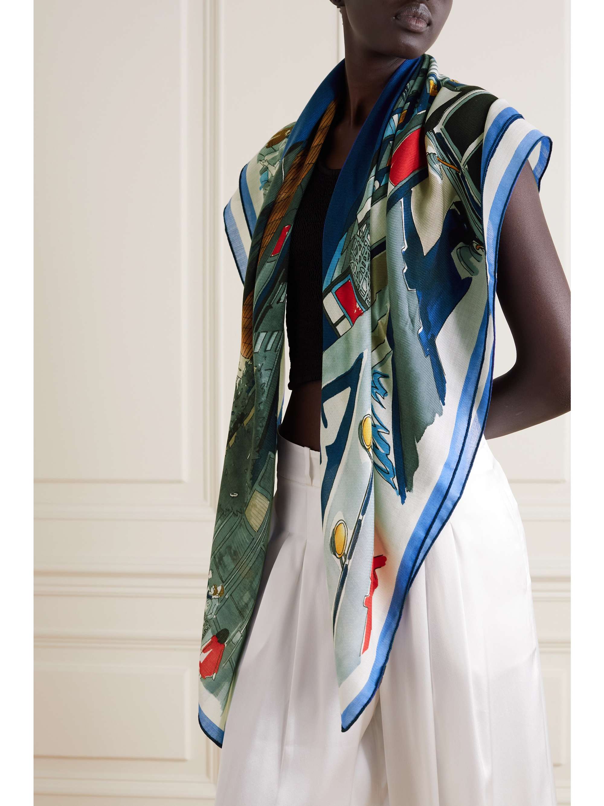 Printed cashmere and silk-blend twill scarf