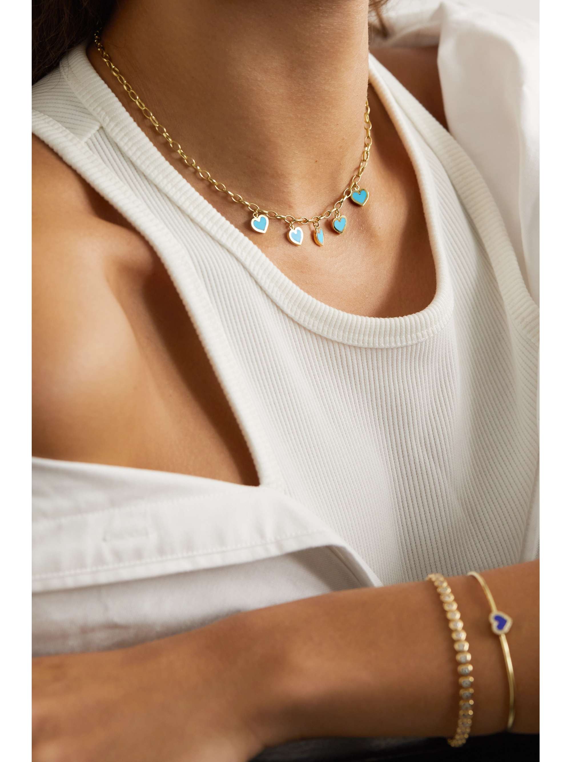 JENNIFER MEYER Small Edith 18-karat gold turquoise necklace