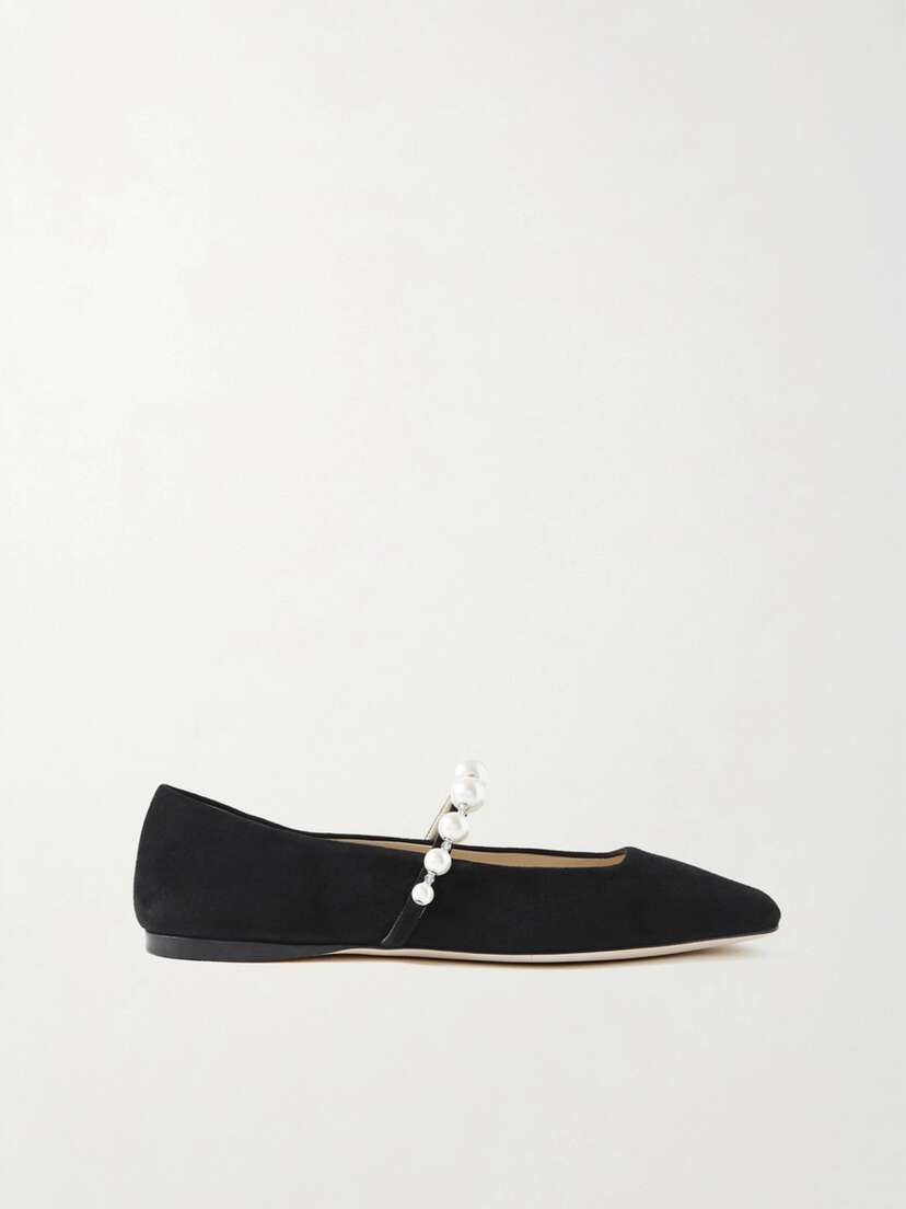 Jimmy Choo Ade Embellished Suede Ballet Flats