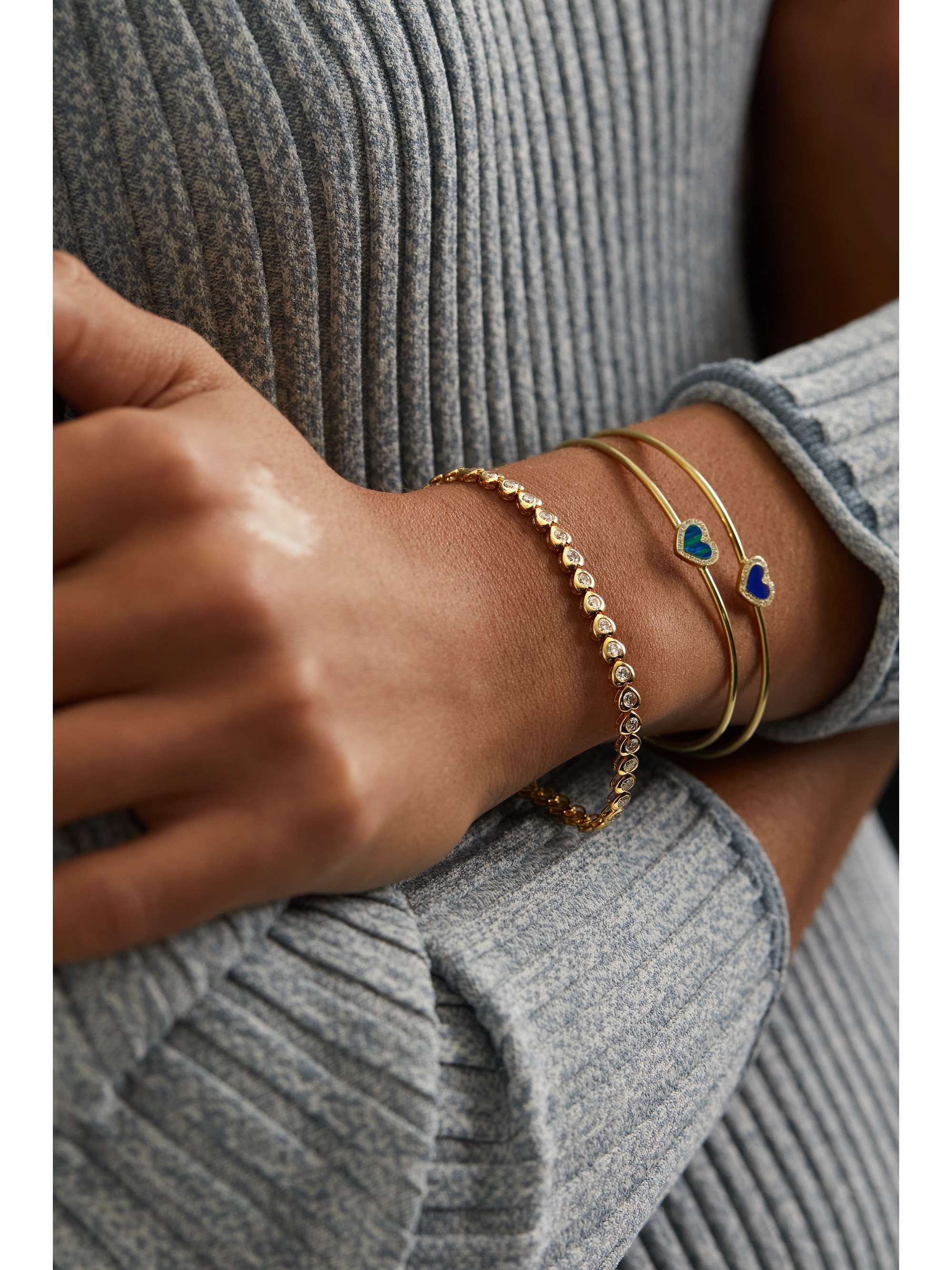 JENNIFER MEYER Heart 18-karat gold diamond tennis bracelet
