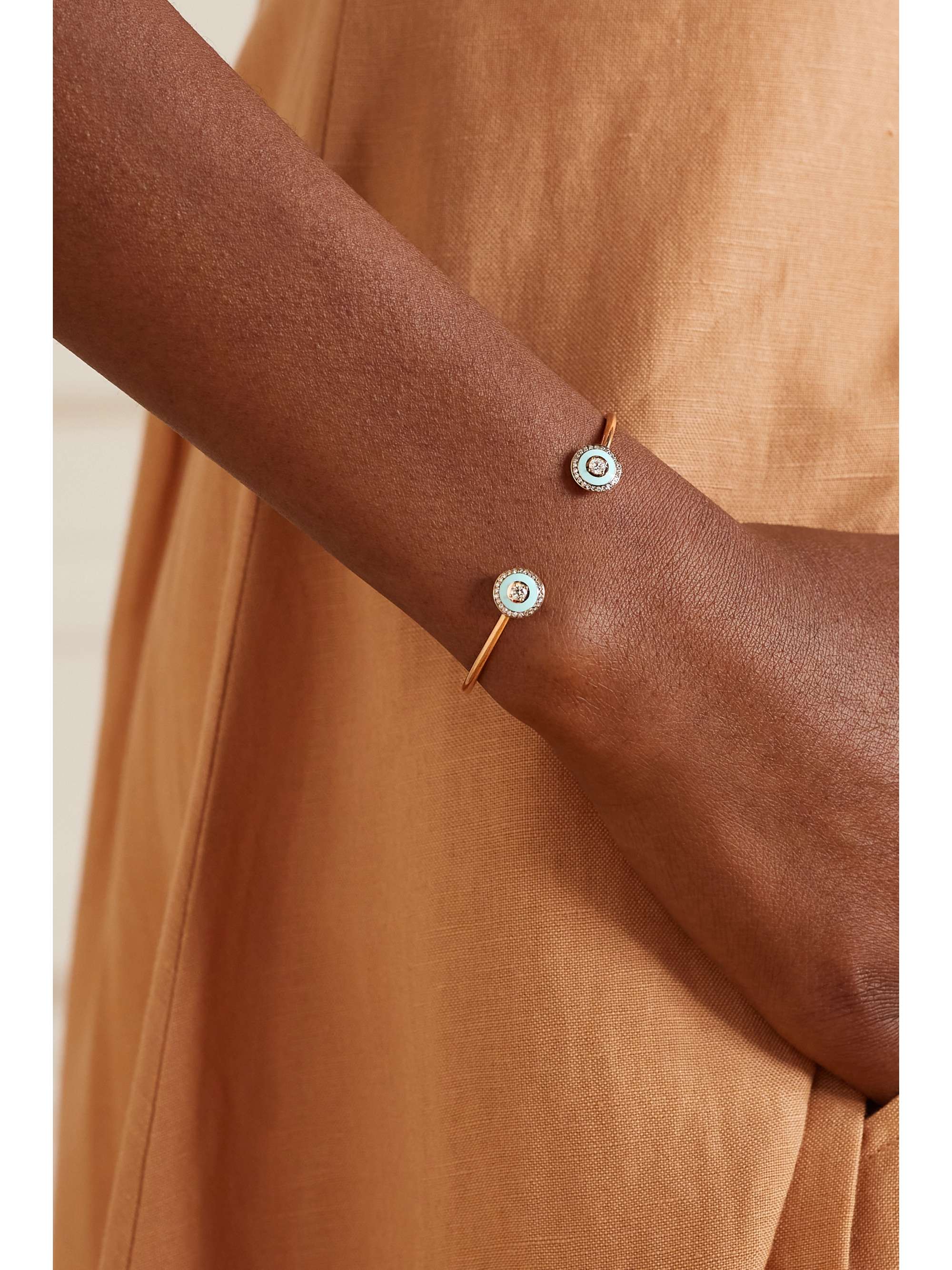 SELIM MOUZANNAR 18-karat rose gold, enamel and diamond cuff