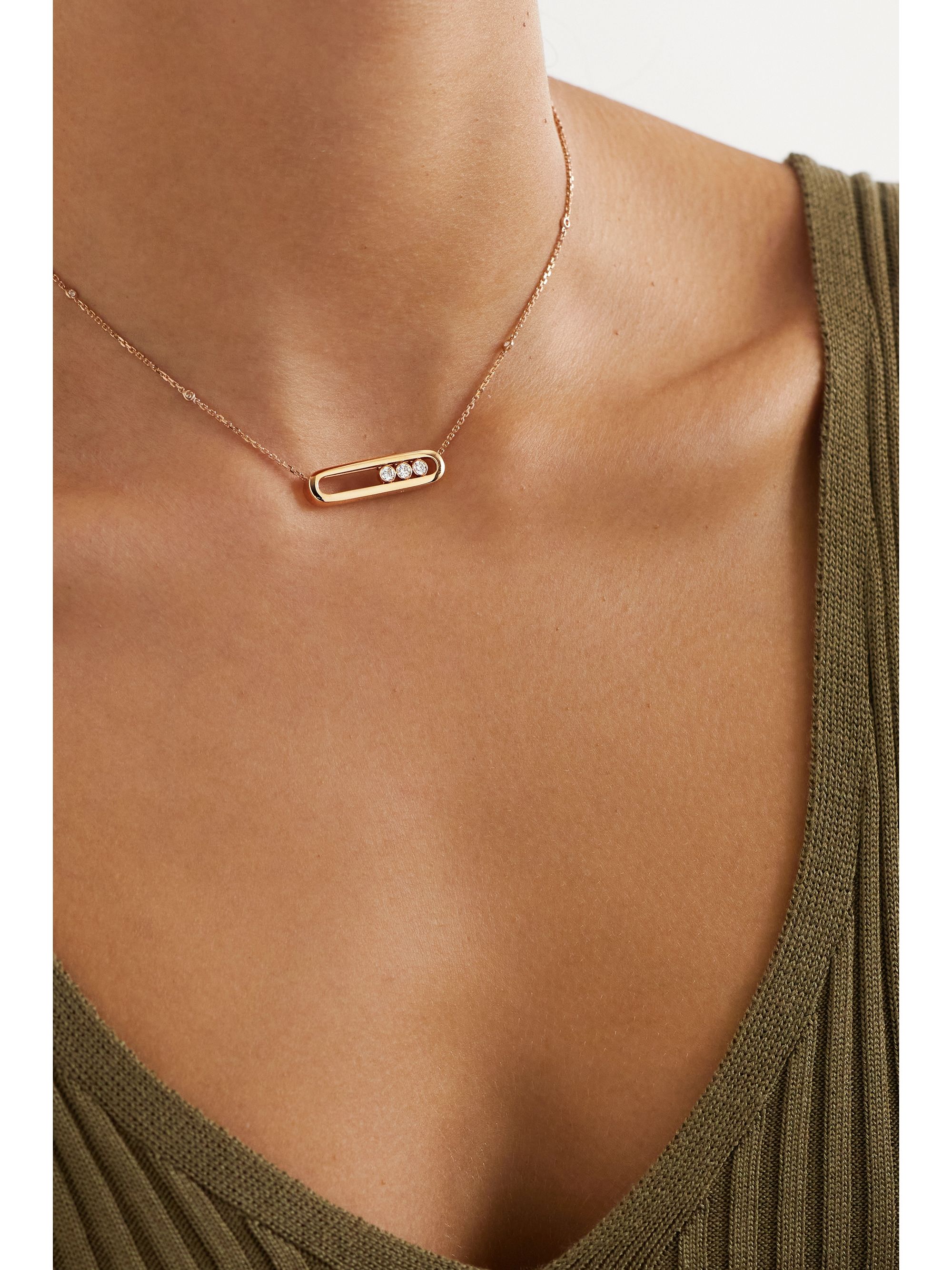 Rose Gold Move 18 Karat Rose Gold Diamond Necklace Messika Net A Porter