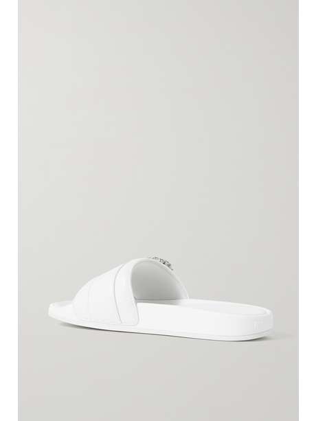 White Fallon crystal-embellished leather slides | JIMMY CHOO | NET-A-PORTER