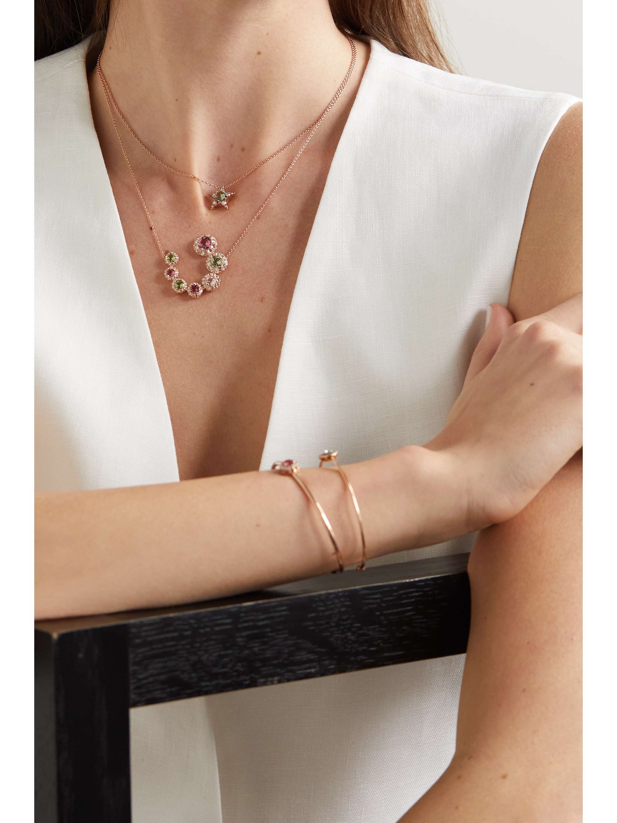 SELIM MOUZANNAR Istanbul 18-karat rose gold, tourmaline and diamond necklace