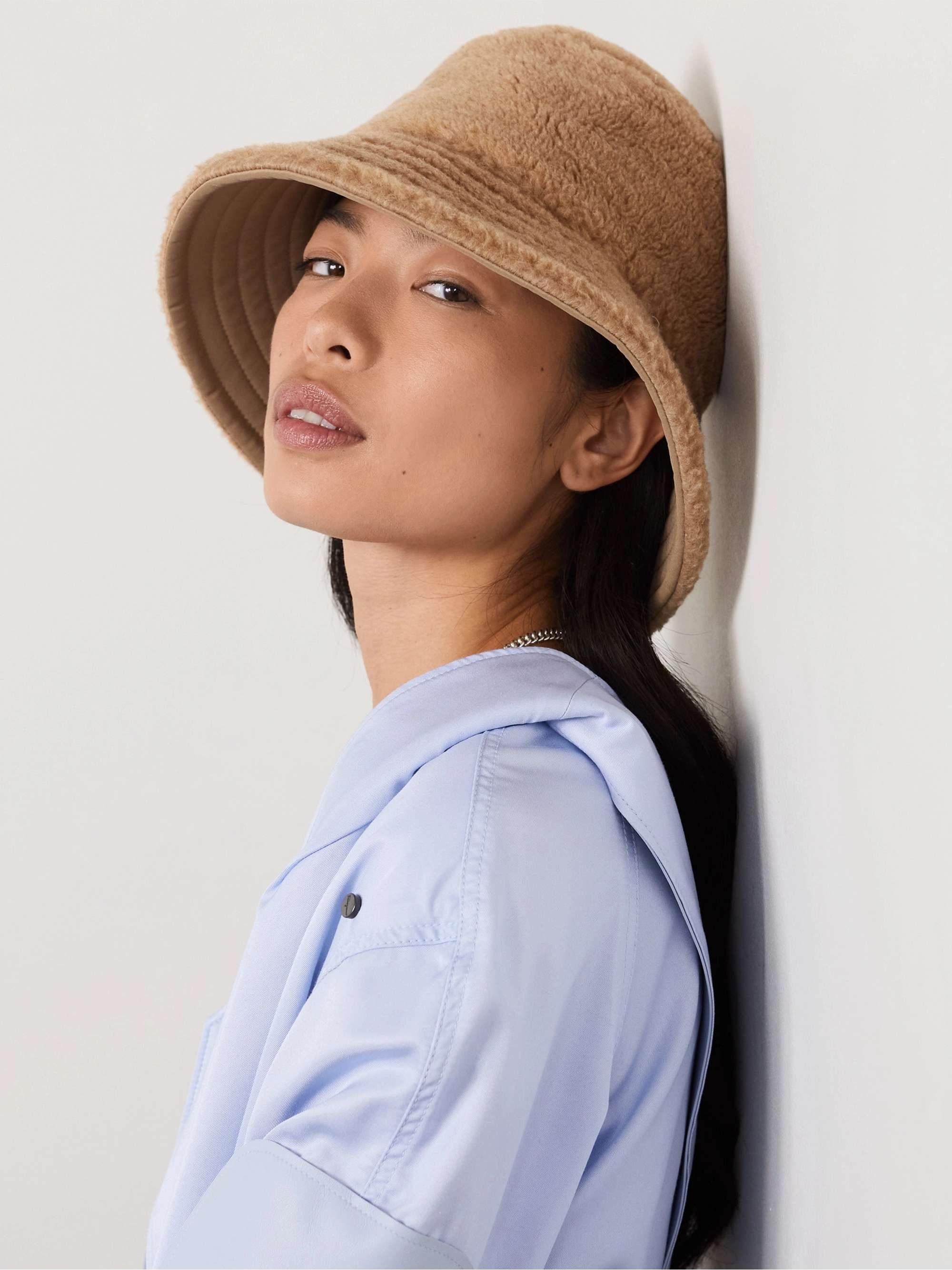 LORO PIANA Zita reversible twill and faux shearling bucket hat