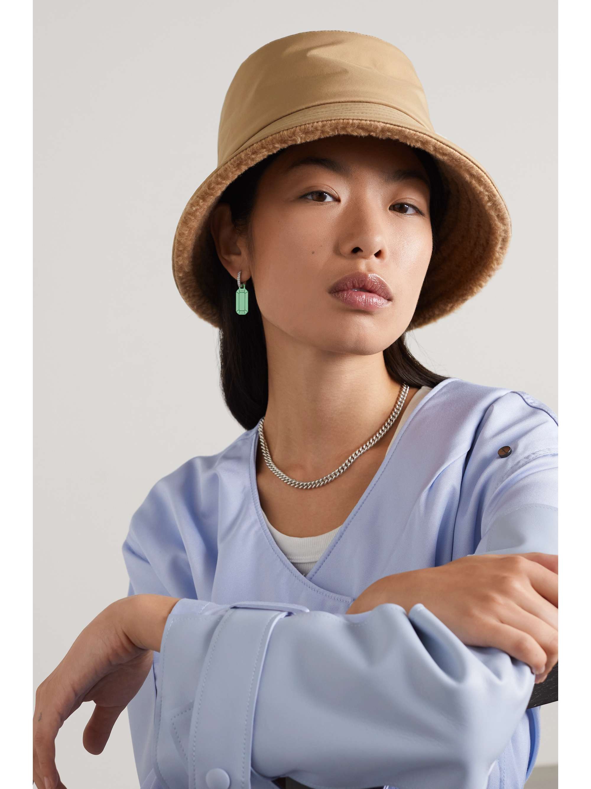 LORO PIANA Zita reversible twill and faux shearling bucket hat