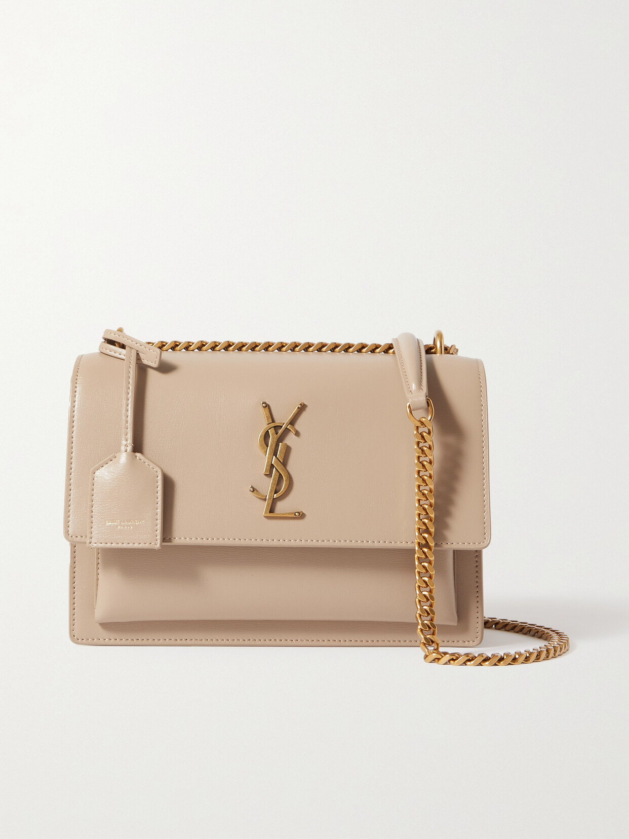 Saint Laurent Sunset Medium Leather Shoulder Bag In Neutrals