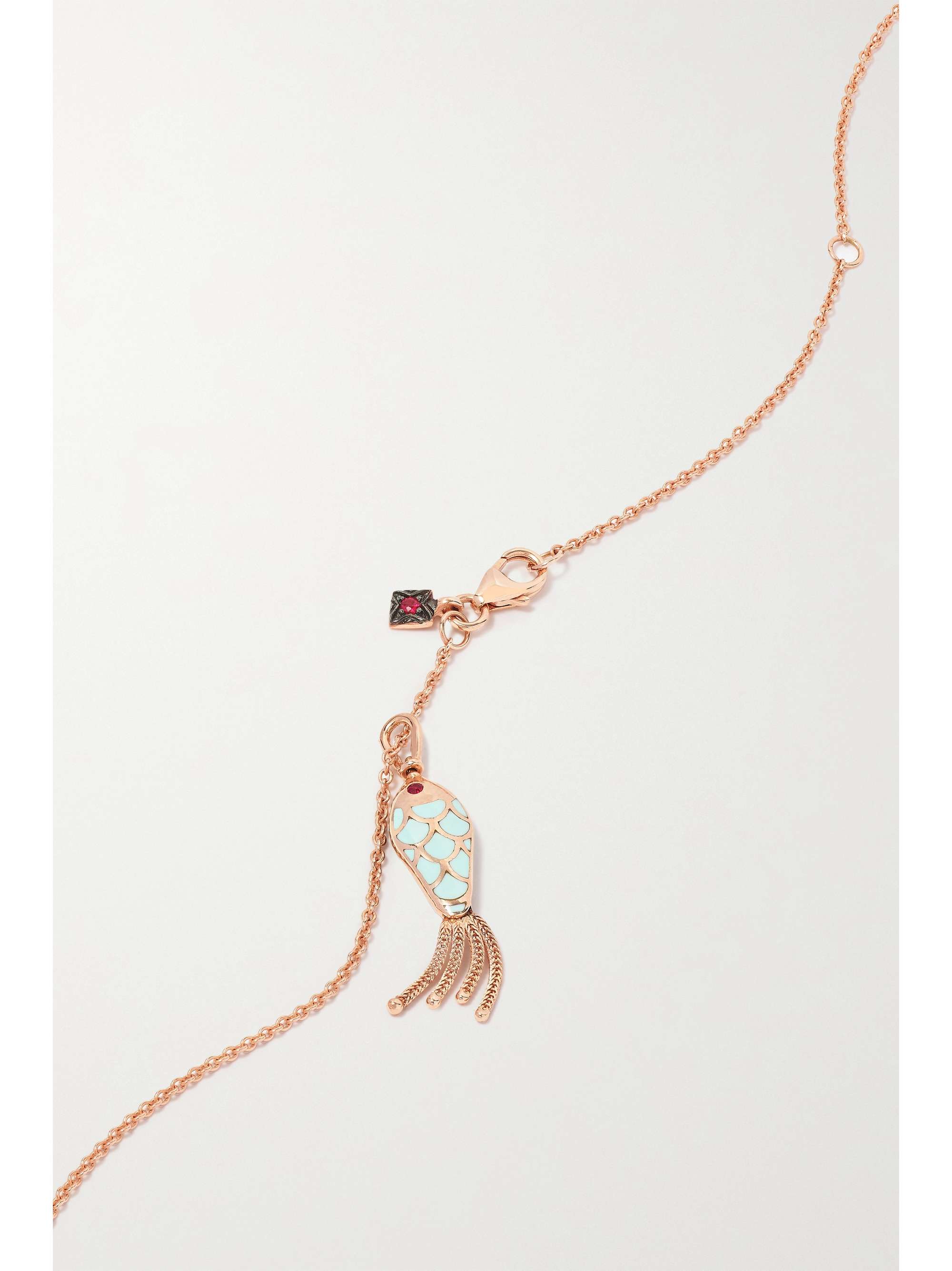 SELIM MOUZANNAR Fish For Love 18-karat rose gold, enamel, diamond and ruby necklace