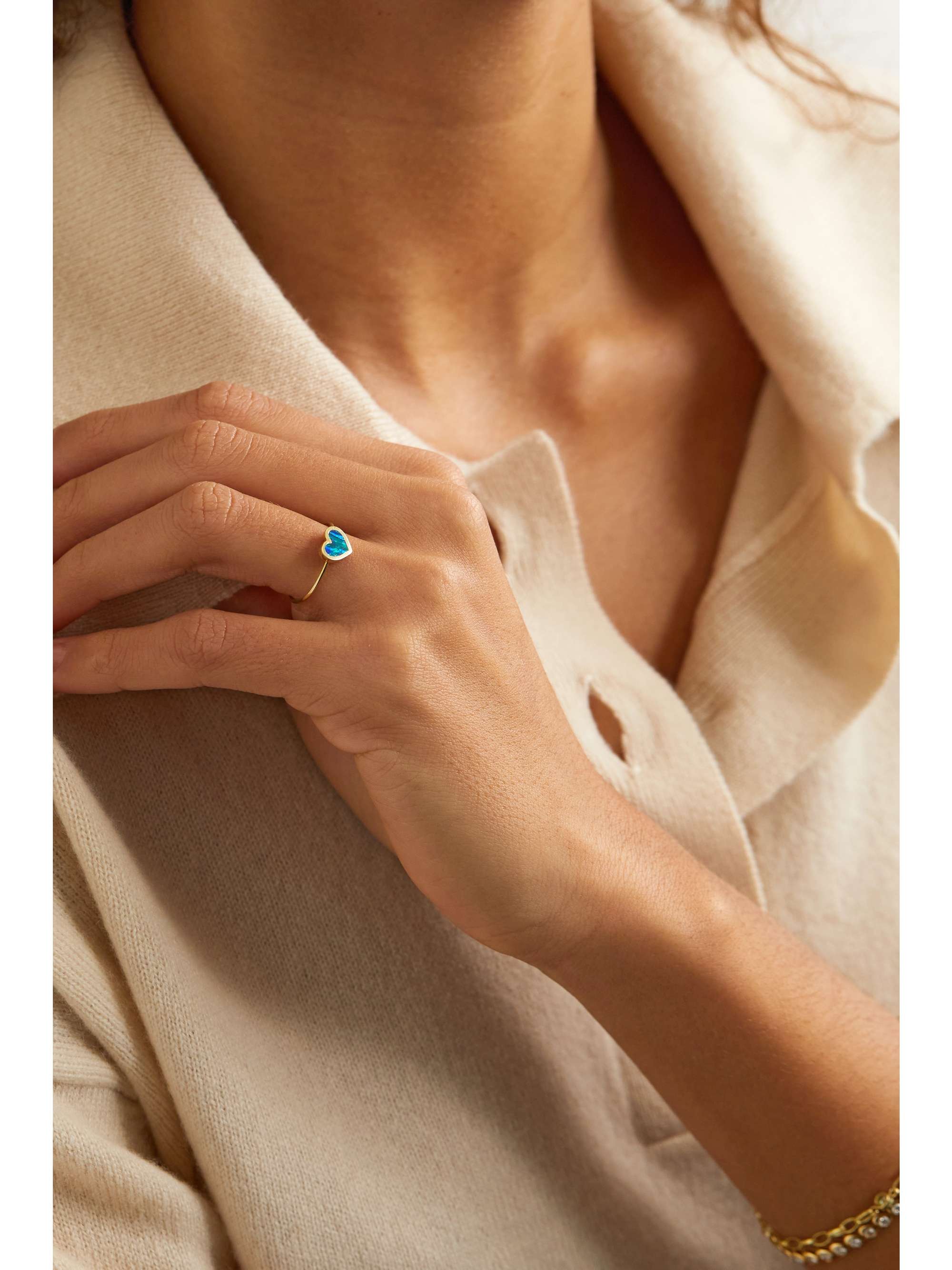 JENNIFER MEYER Extra Small Heart 18-karat gold, lapis lazuli and diamond ring