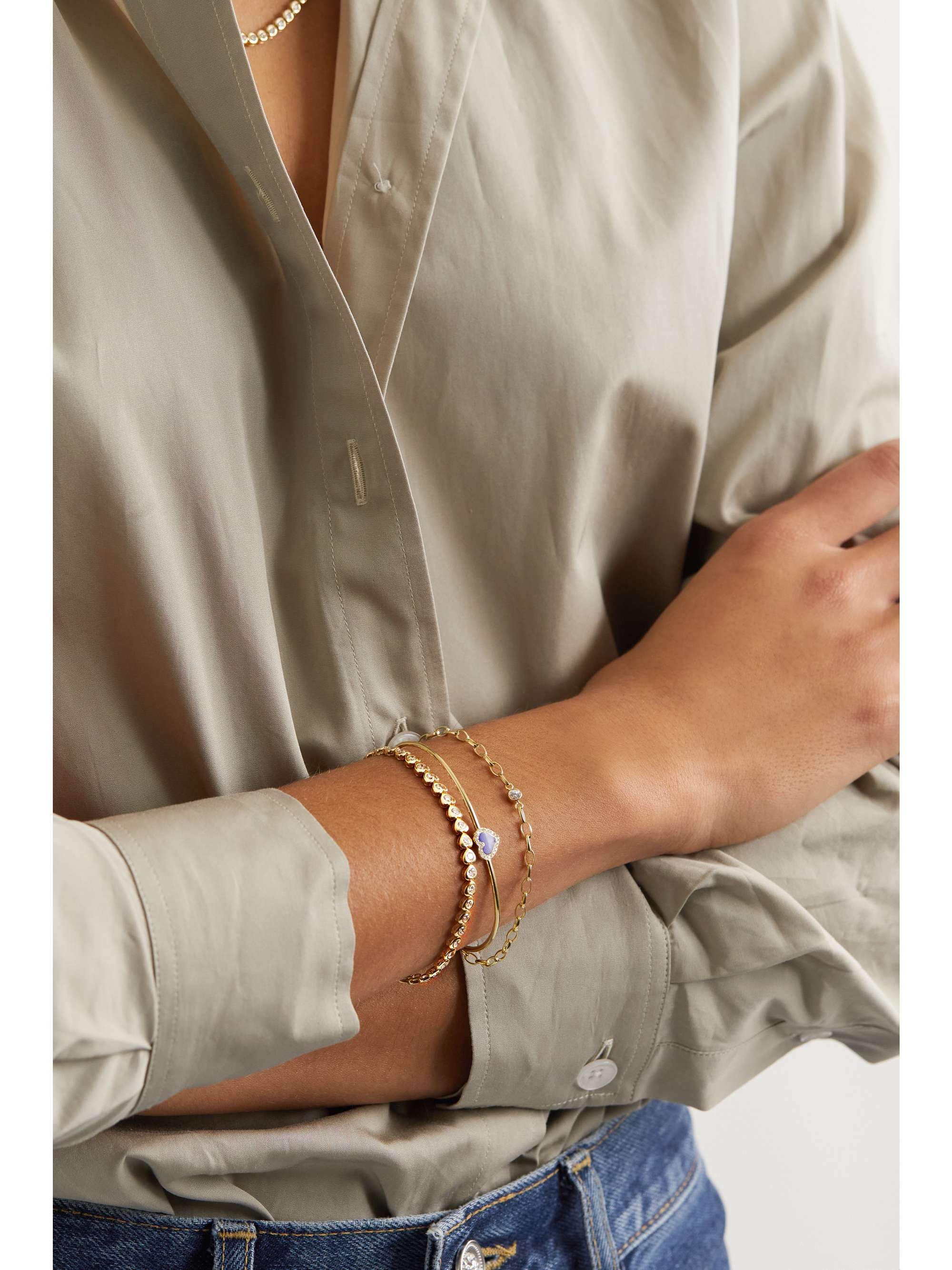 JENNIFER MEYER Small Edith 18-karat gold diamond bracelet