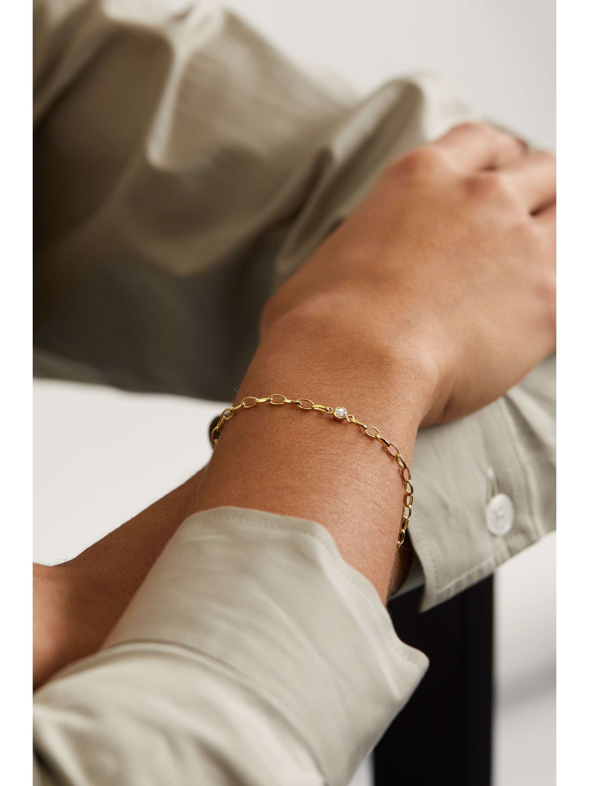 JENNIFER MEYER Small Edith 18-karat gold diamond bracelet