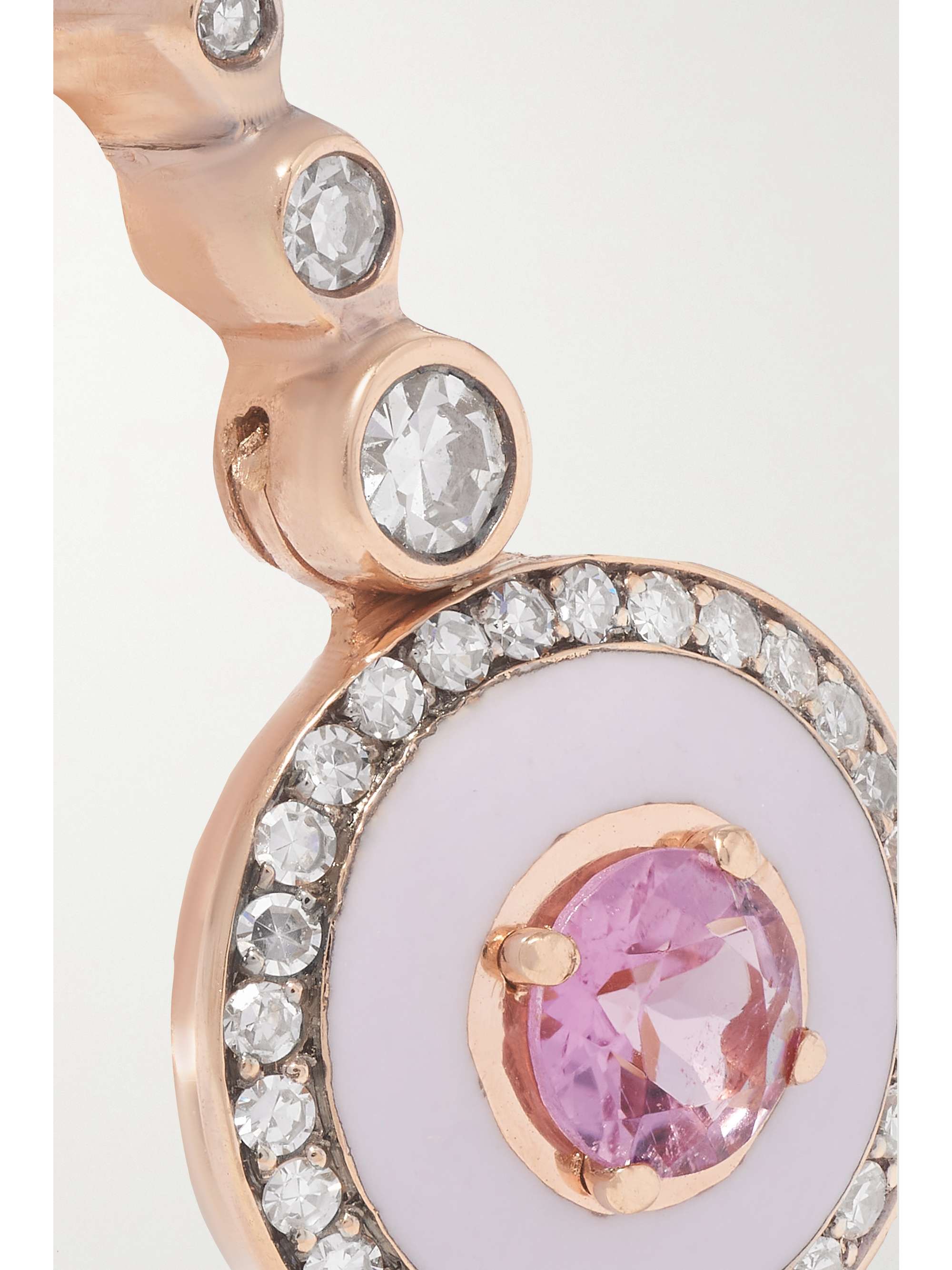 SELIM MOUZANNAR 18-karat rose gold, enamel, tourmaline and diamond earrings
