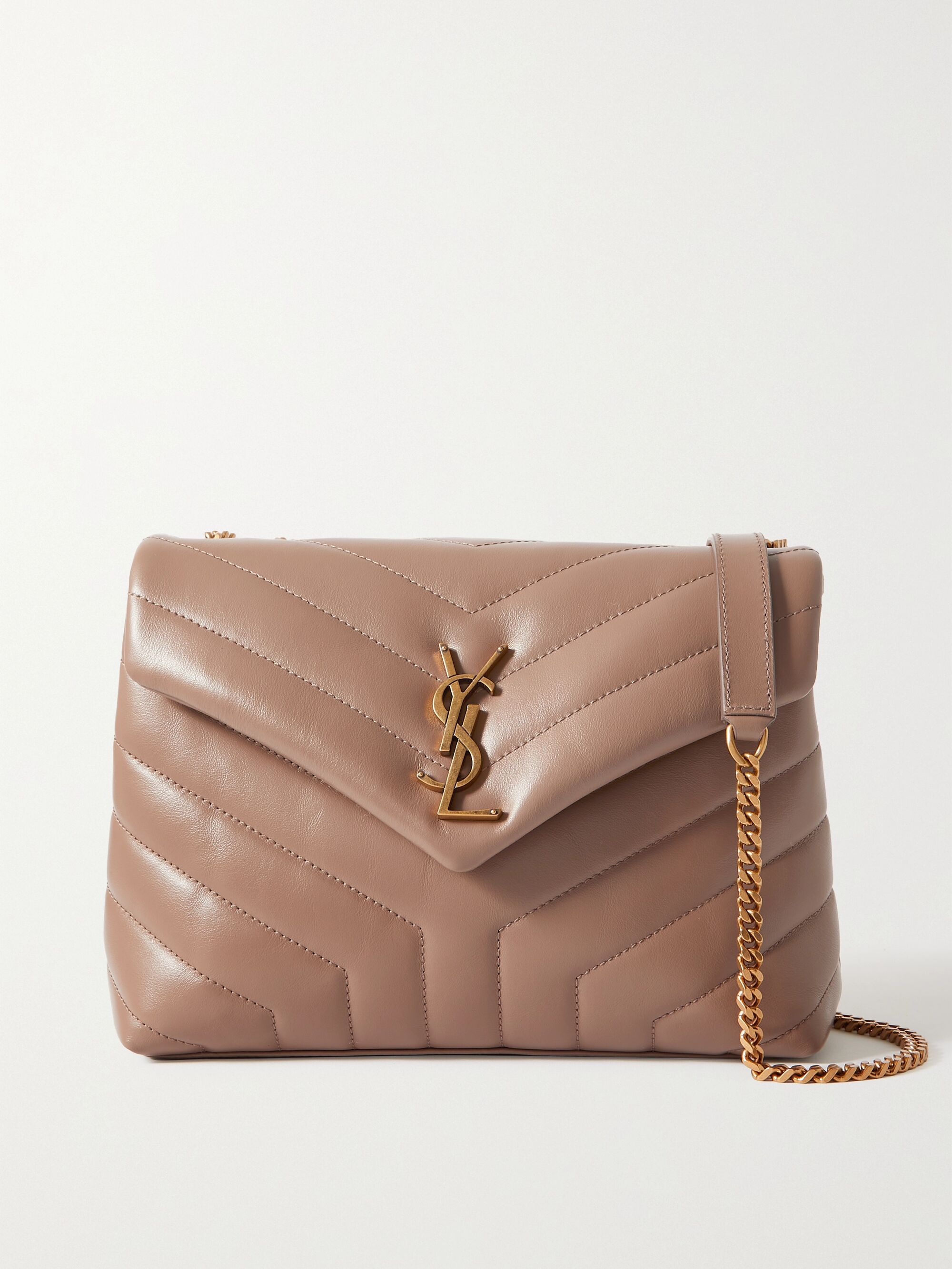 Taupe Loulou small quilted leather shoulder bag SAINT LAURENT NETAPORTER