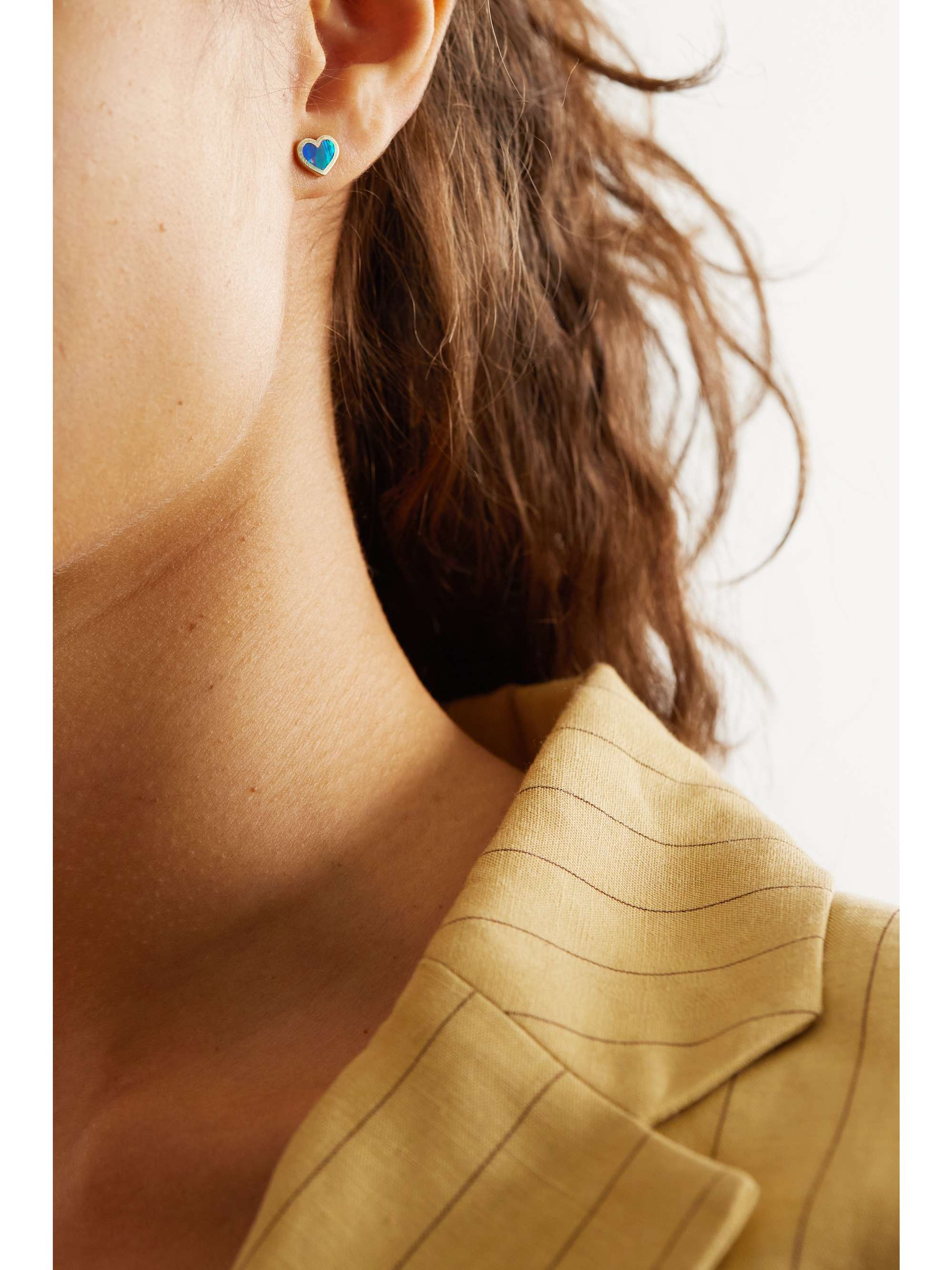 JENNIFER MEYER Extra Small Heart 18-karat gold, lapis lazuli and diamond earrings