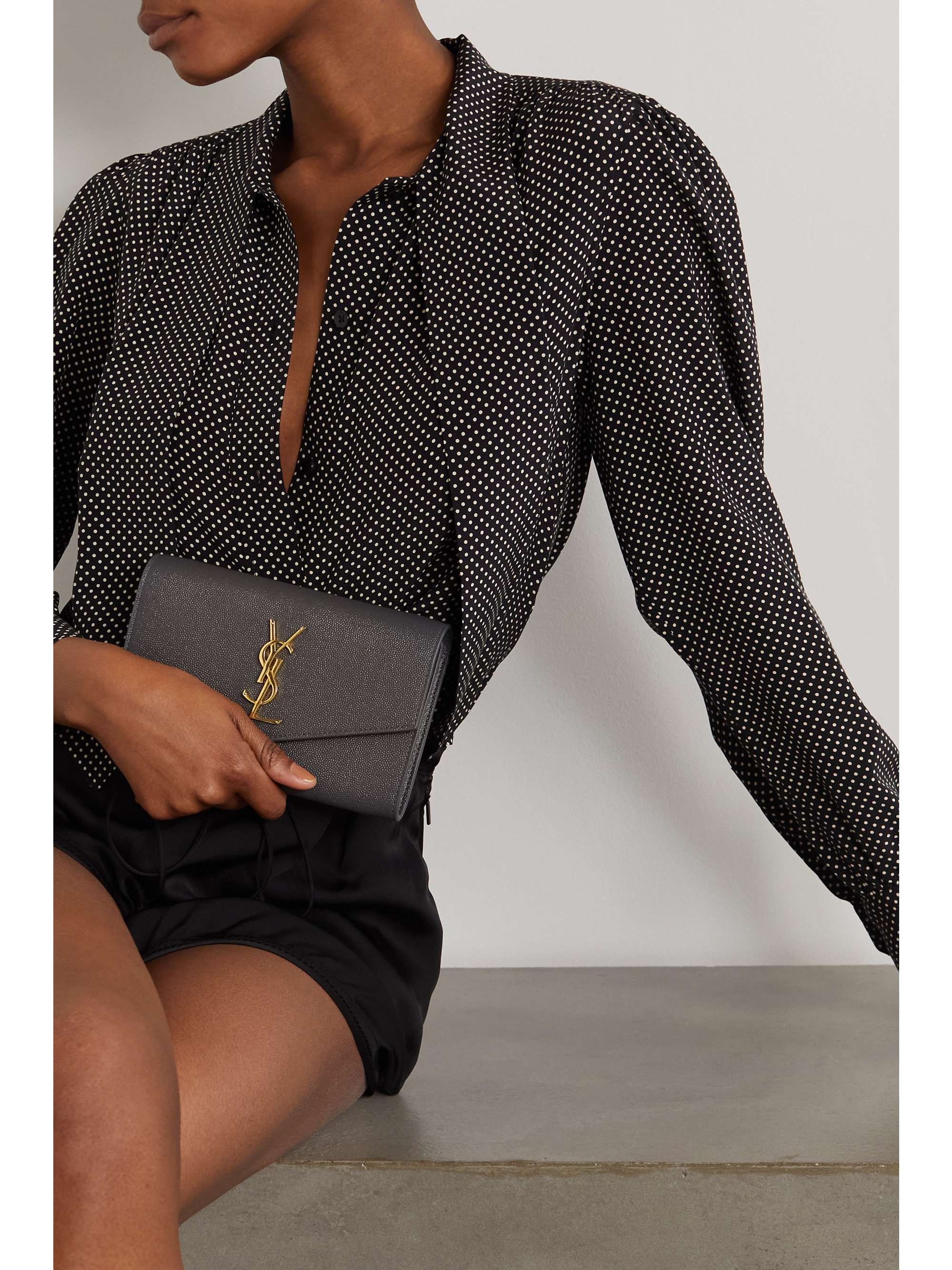 SAINT LAURENT Uptown texturedleather shoulder bag NETAPORTER