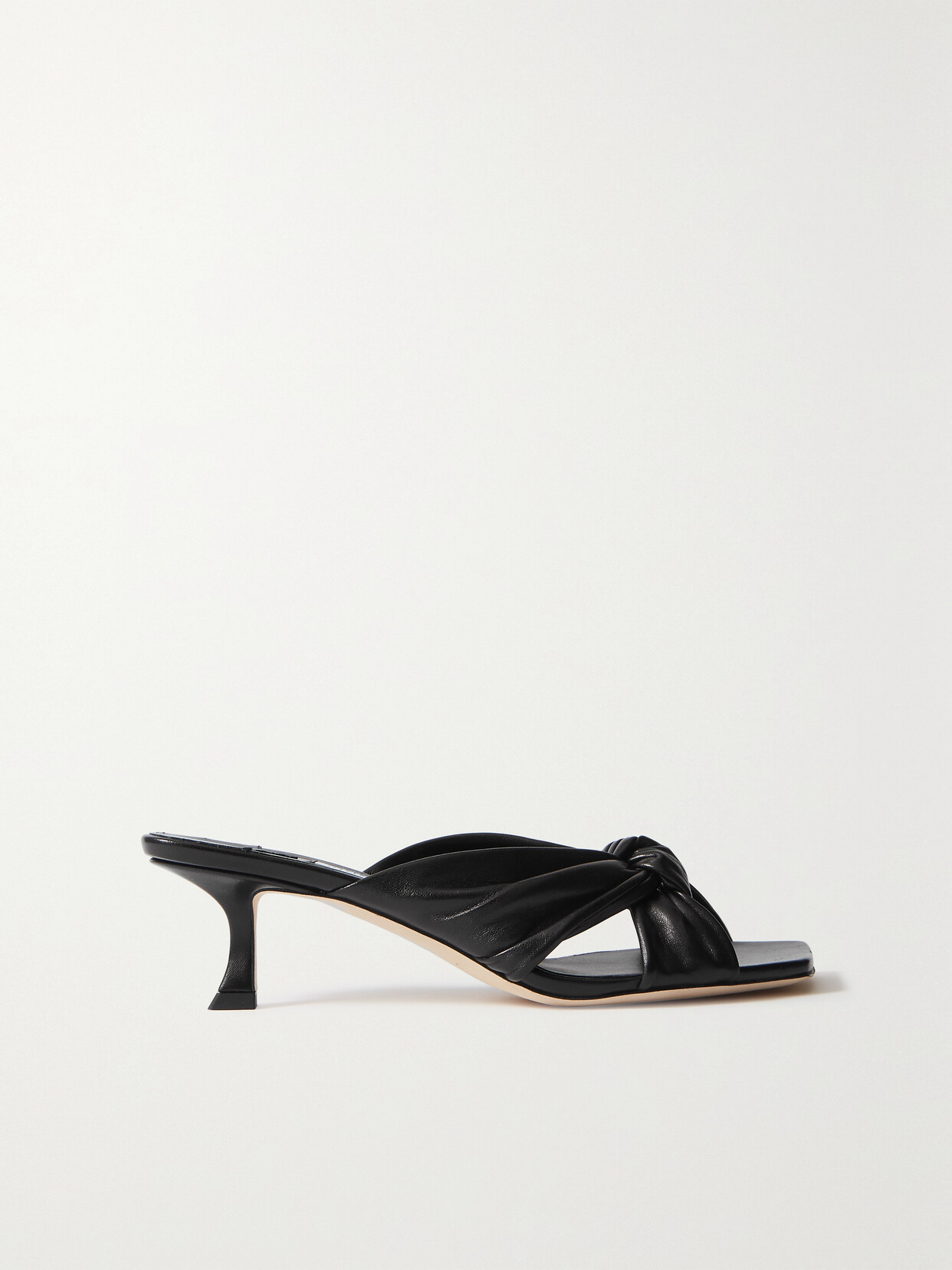 Jimmy Choo Avenue 50 Knotted Leather Mules In Black