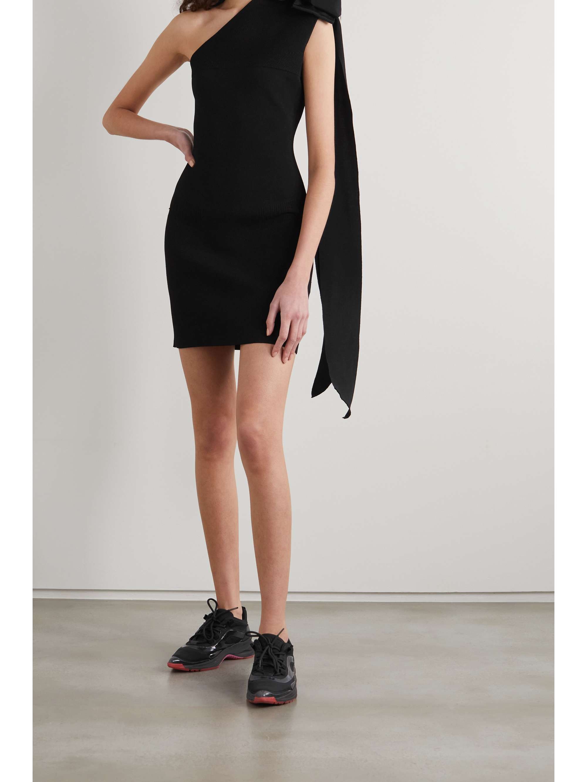 AZ FACTORY MyBody one-shoulder bow-detailed stretch-knit mini dress