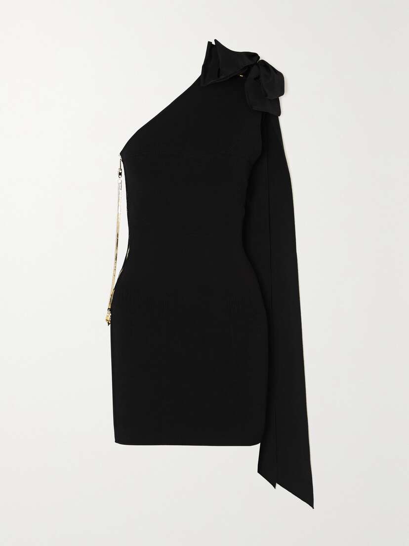 AZ Factory Mybody One-shoulder Bow-detailed Stretch-knit Mini Dress