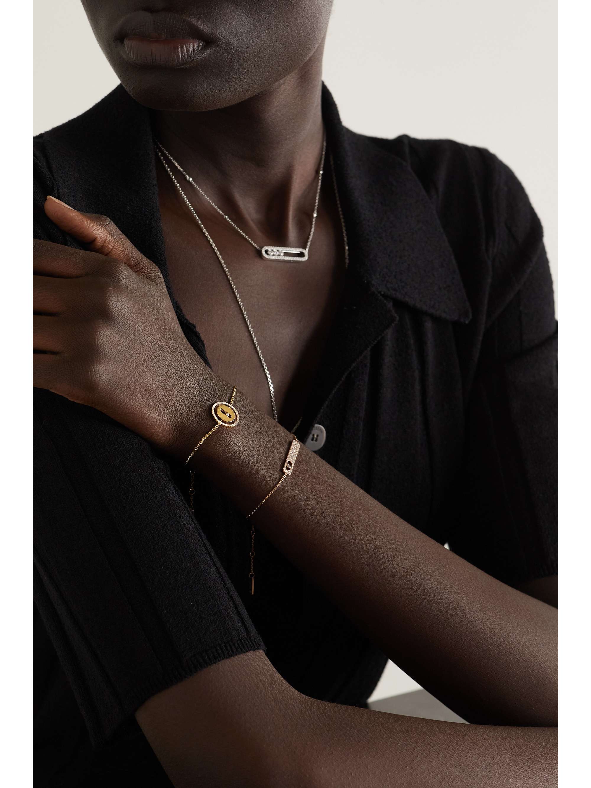MESSIKA Lucky Move 18-karat rose gold, mother-of-pearl and diamond bracelet