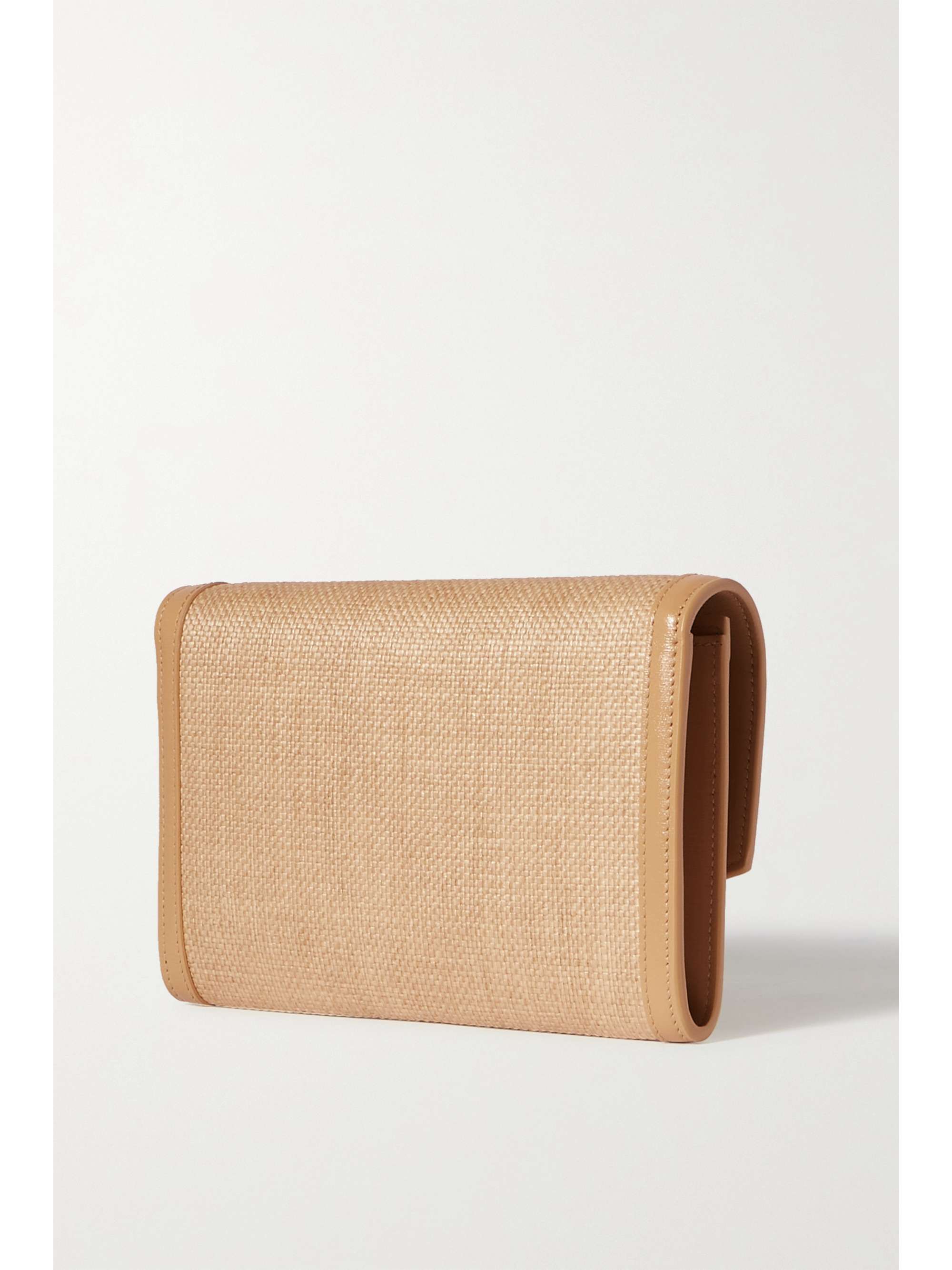 Saint Laurent Uptown leather-trimmed raffia clutch